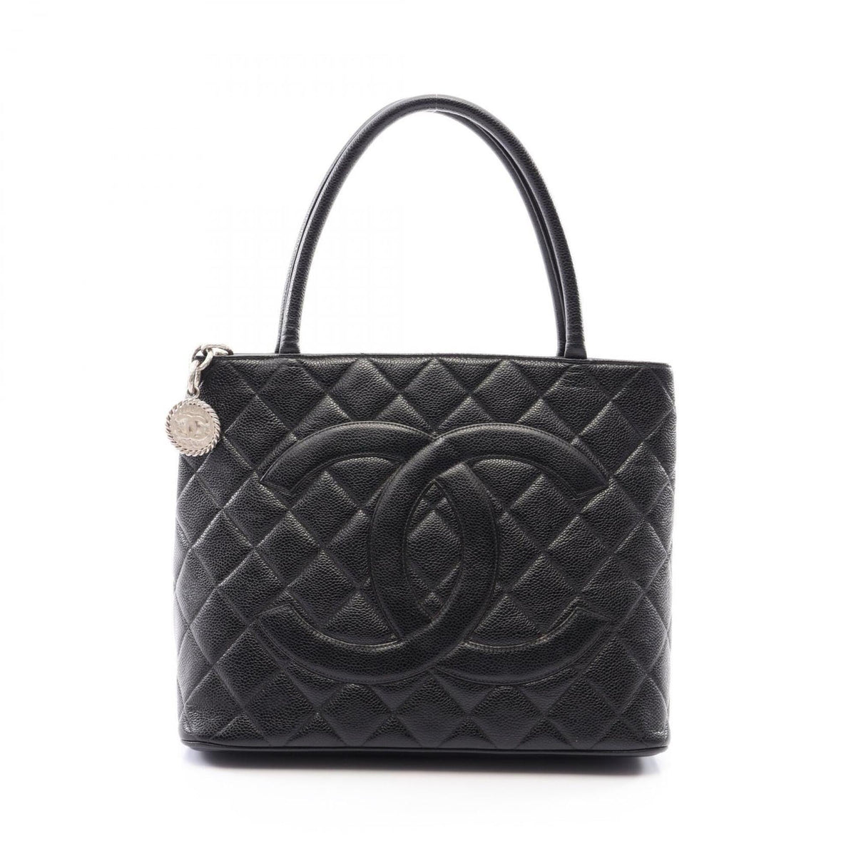 Chanel Black Grained Calfskin Handbag Tote Bag (Pre-Owned)
