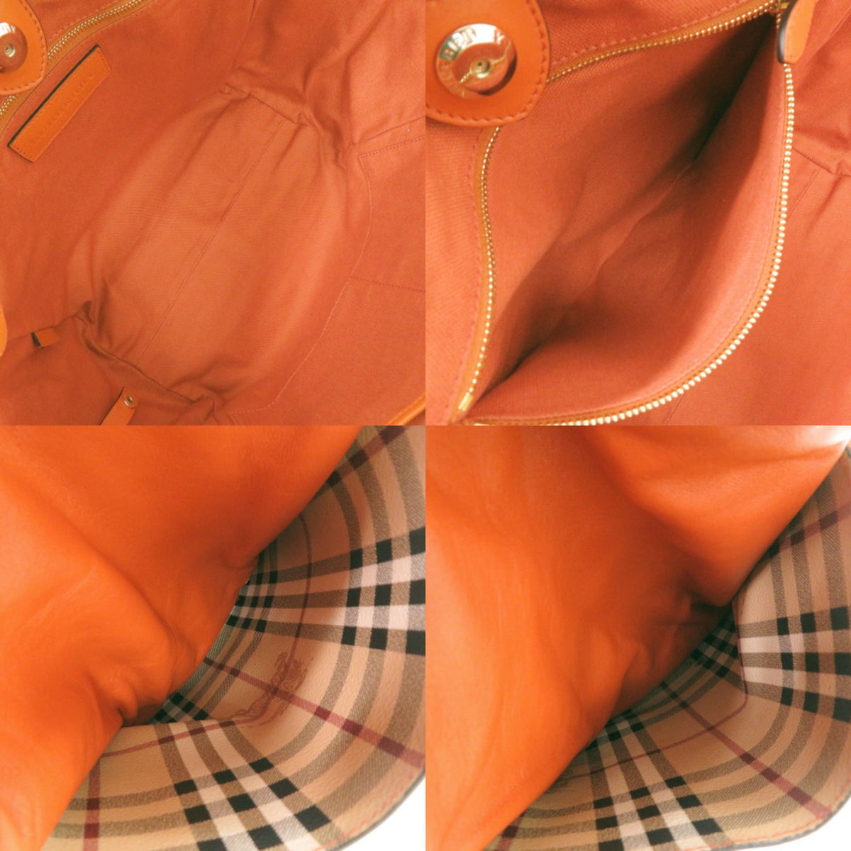 Burberry Orange Leather Tote Bag (Pre-Owned)