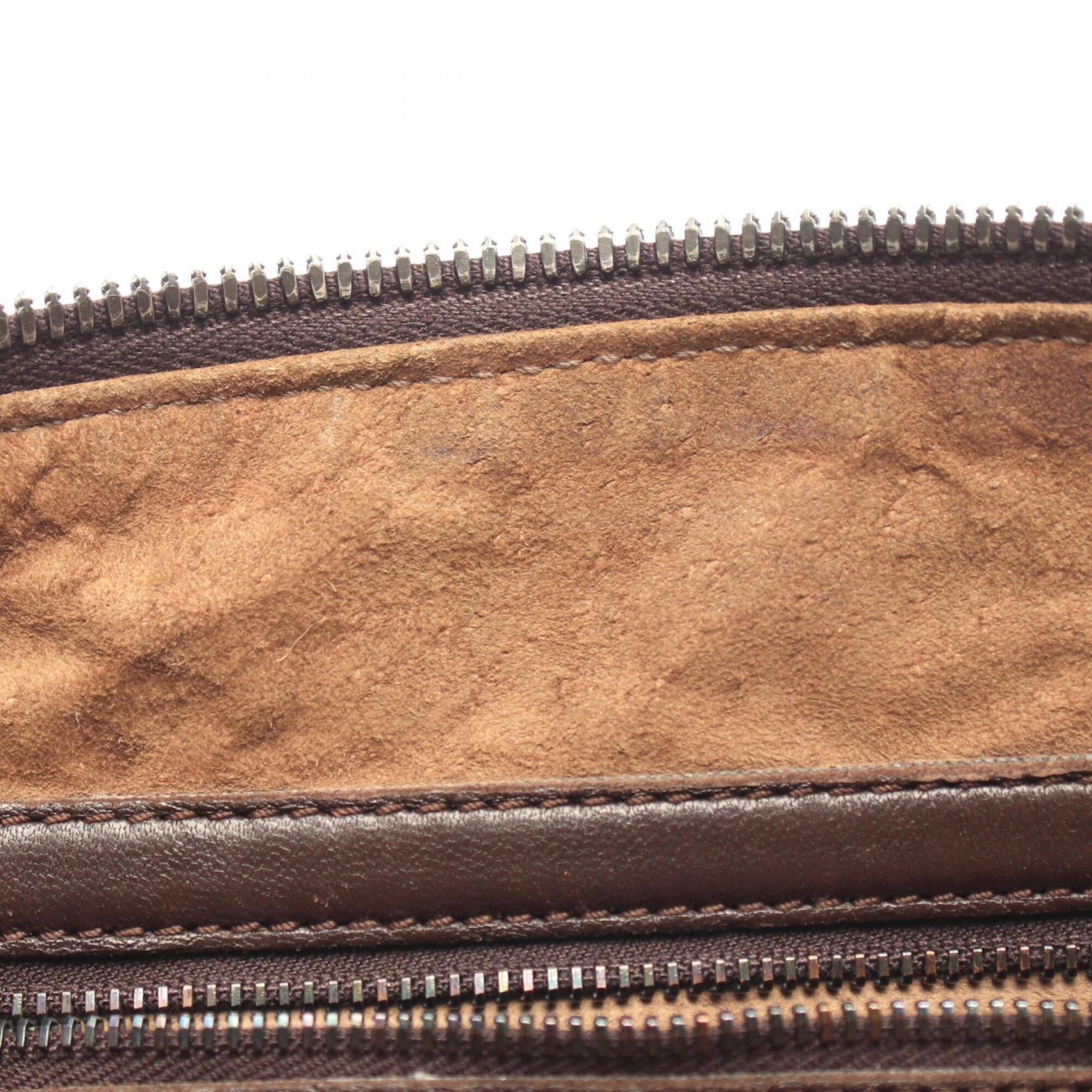 Bottega Veneta Intrecciato Brown Leather Handbag Shoulder Bag (Pre-Owned)