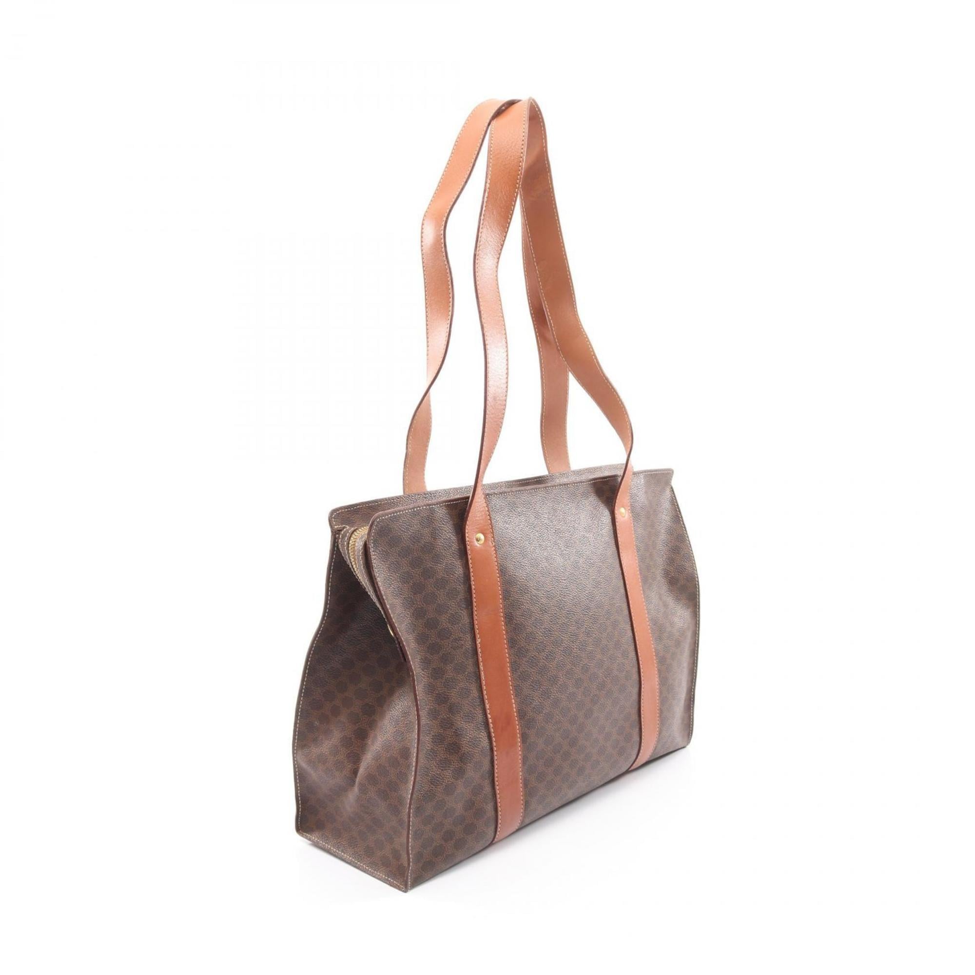 Celine Brown Coated Canvas Leather Tote Bag (Pre-Owned)