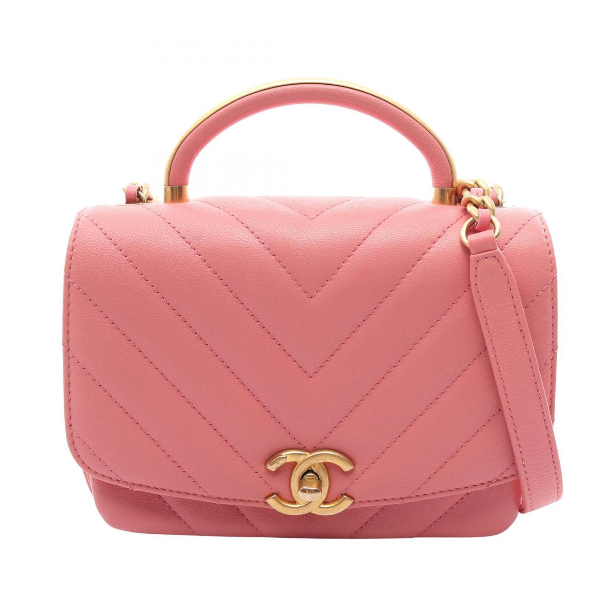 Chanel Pink Leather Handbag Shoulder Bag (Pre-Owned)