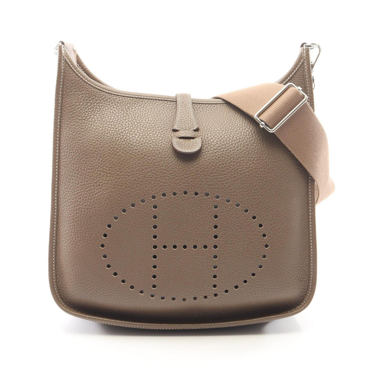Hermes Etoupe Gray Gray Taurillon Clemence Leather Handbag Shoulder Bag (Pre-Owned)