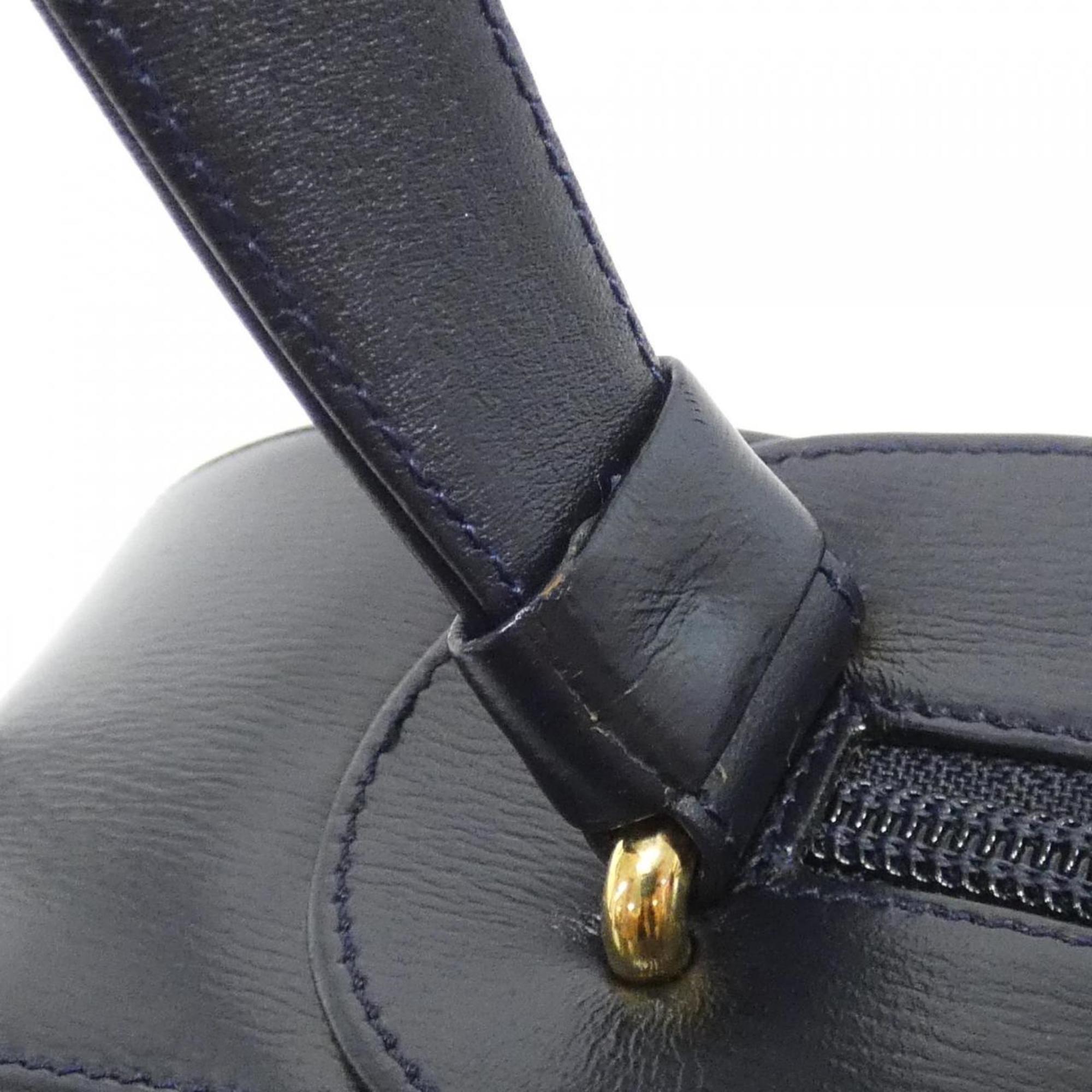 Cartier Navy Leather Shoulder Bag (Pre-Owned)
