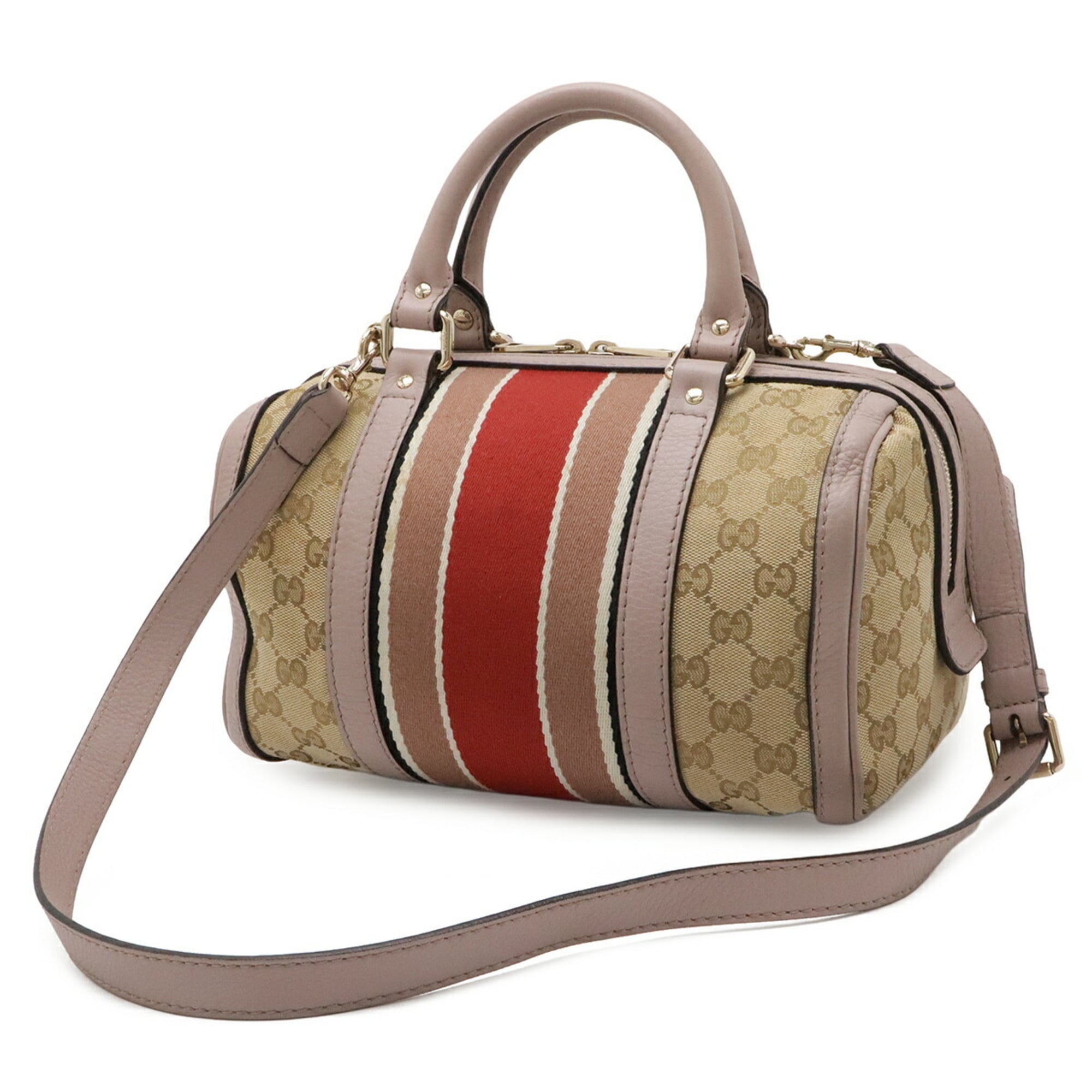 Gucci Beige Pink Pink Red Red Color Yellow Gg Canvas Handbag (Pre-Owned)