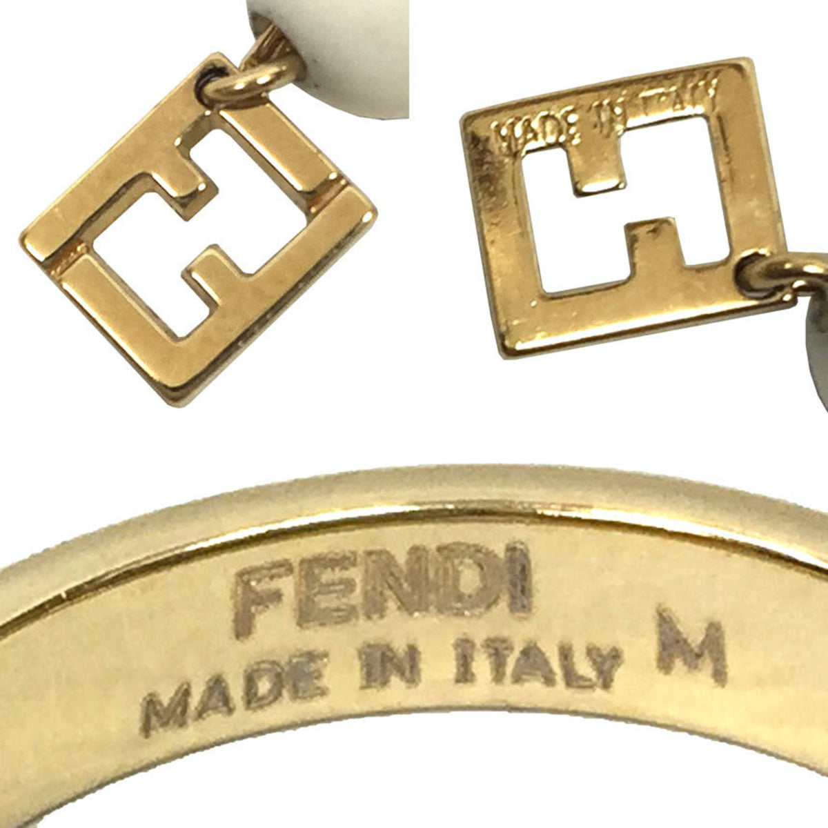 Fendi Black Yellow Metal Band Ring (Pre-Owned)