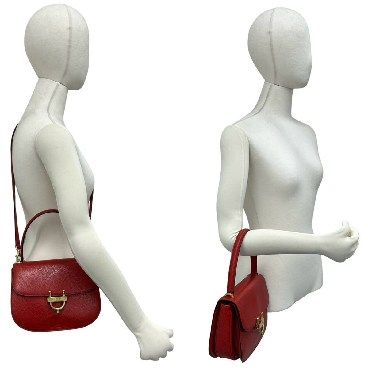 Celine Red Color Leather Handbag Shoulder Bag (Pre-Owned)