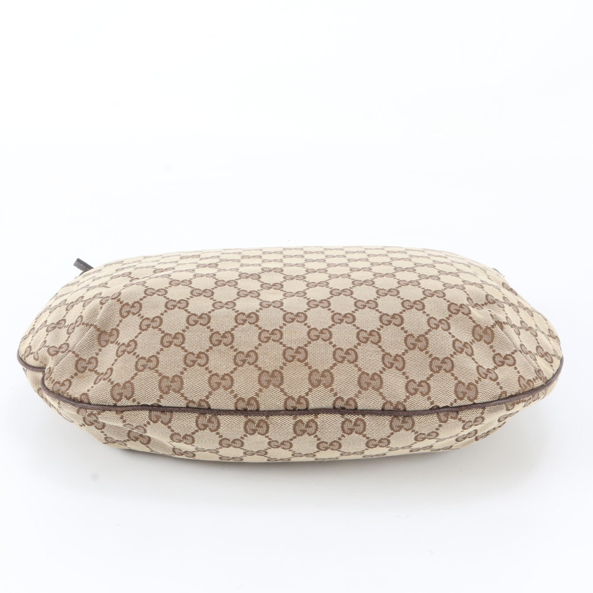 Gucci Brown Leather Canvas Handbag Shoulder Bag (Pre-Owned)