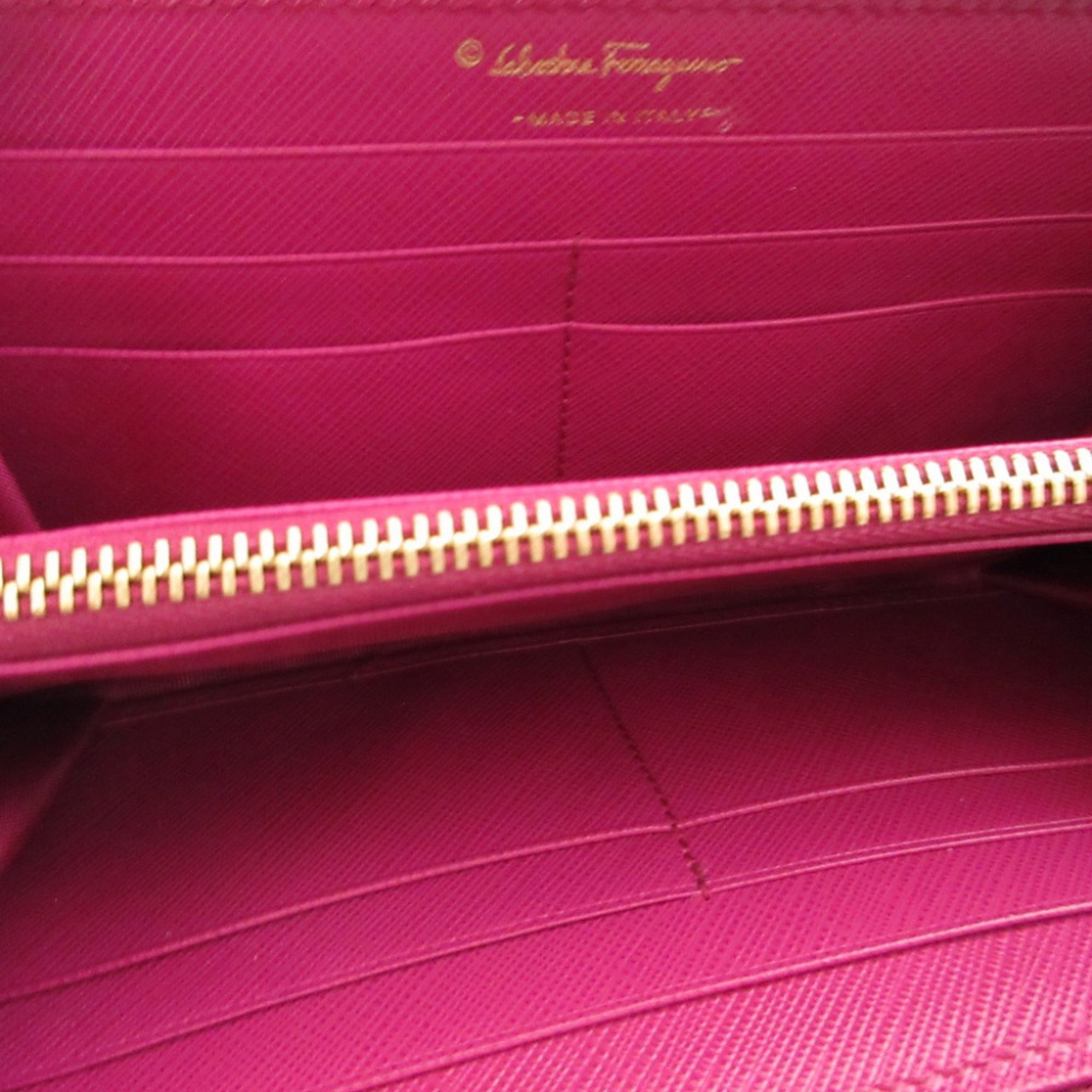 Salvatore Ferragamo Purple Leather Long Wallet (Bi-Fold) (Pre-Owned)