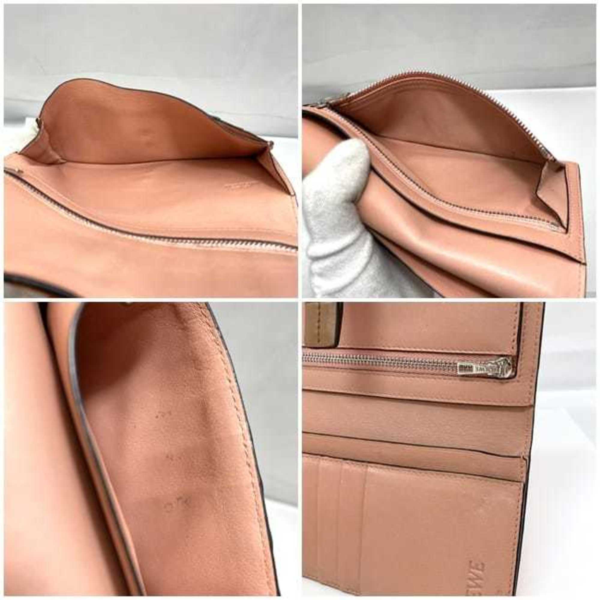 Loewe Brown Orange Leather Long Wallet (Bi-Fold) (Pre-Owned)