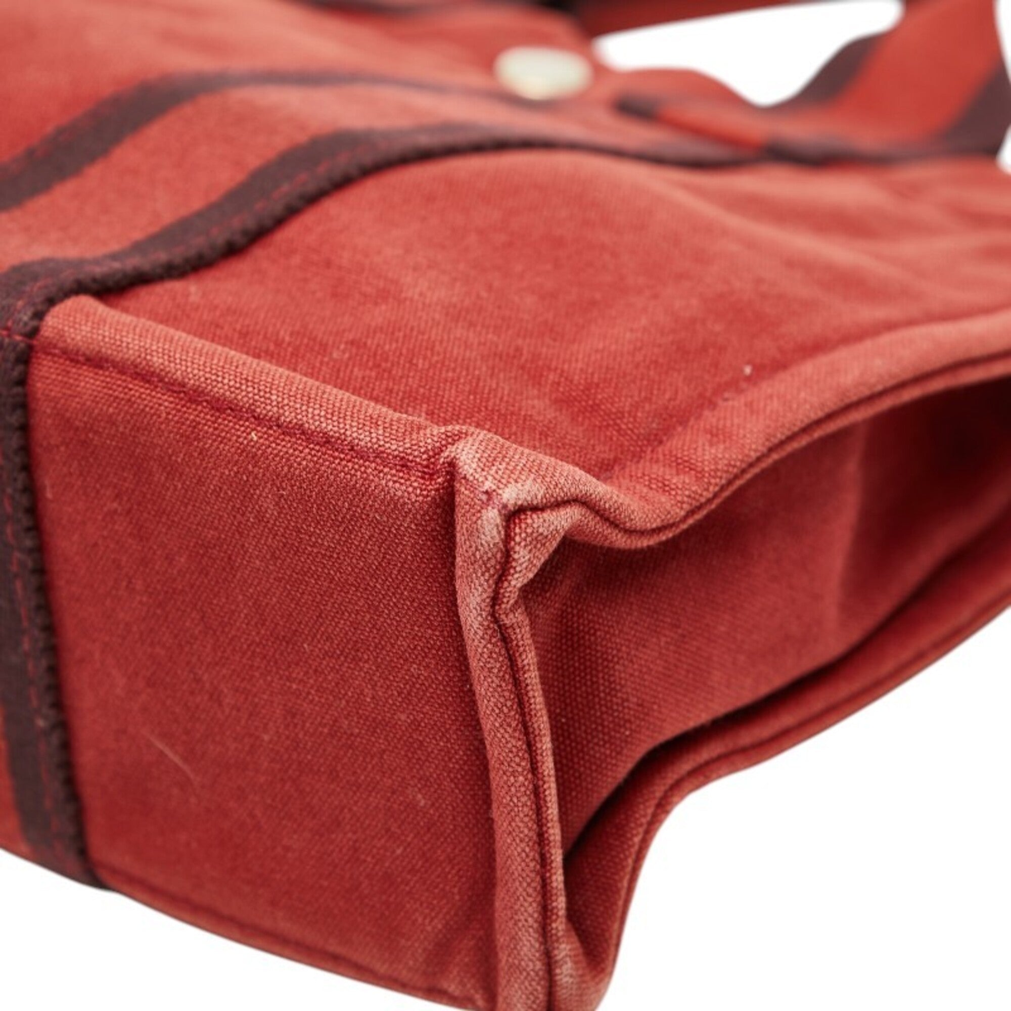 Hermes Red Color Canvas Handbag Tote Bag (Pre-Owned)