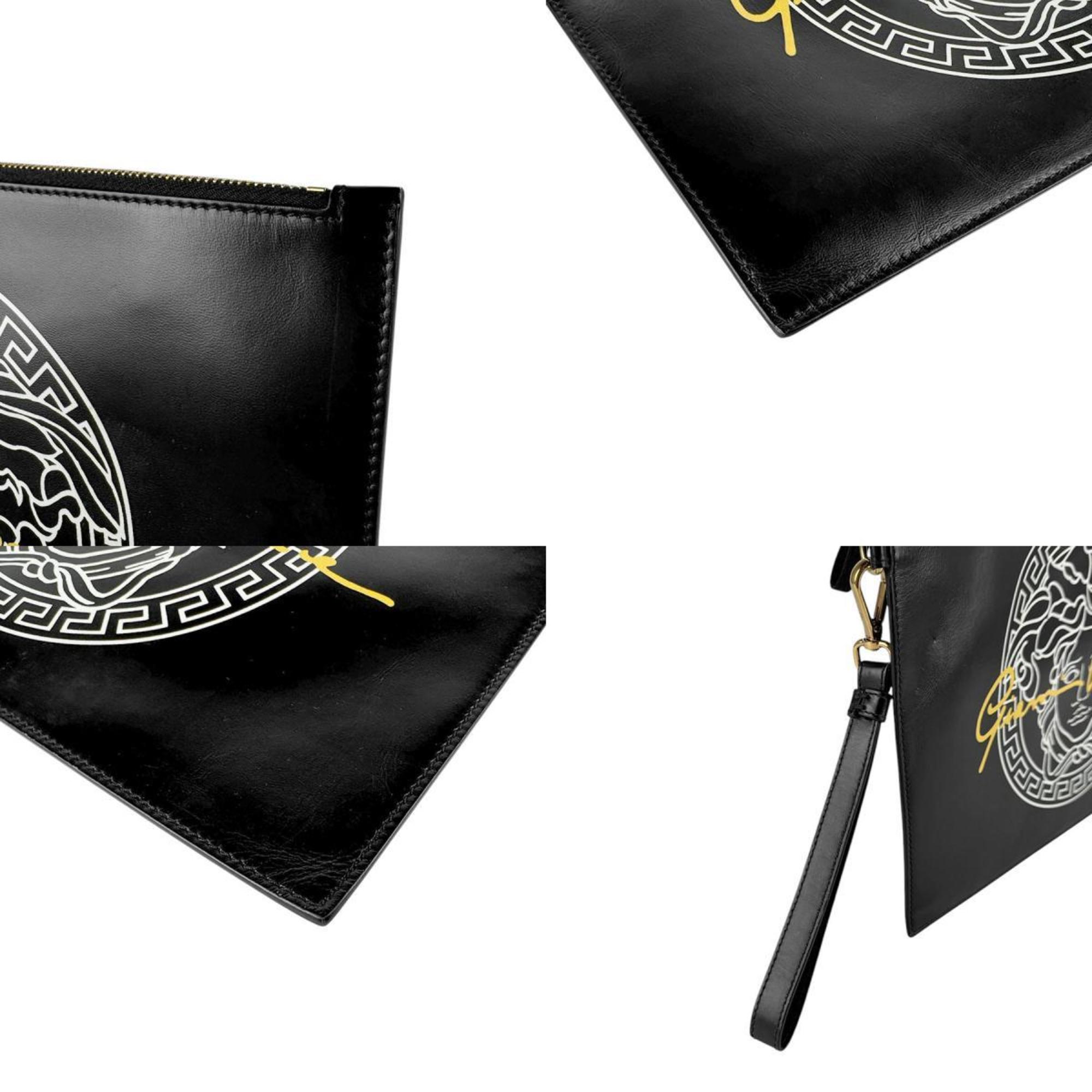 Versace Black Leather Clutch Bag (Pre-Owned)