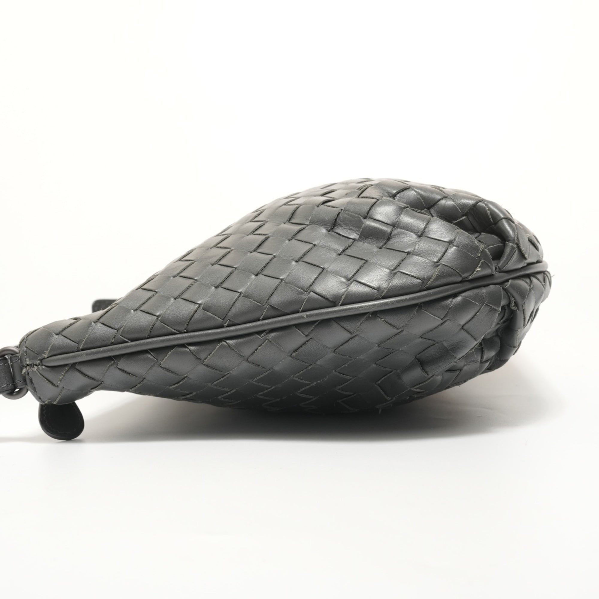 Bottega Veneta Intrecciato Gray Intrecciato Shoulder Bag (Pre-Owned)