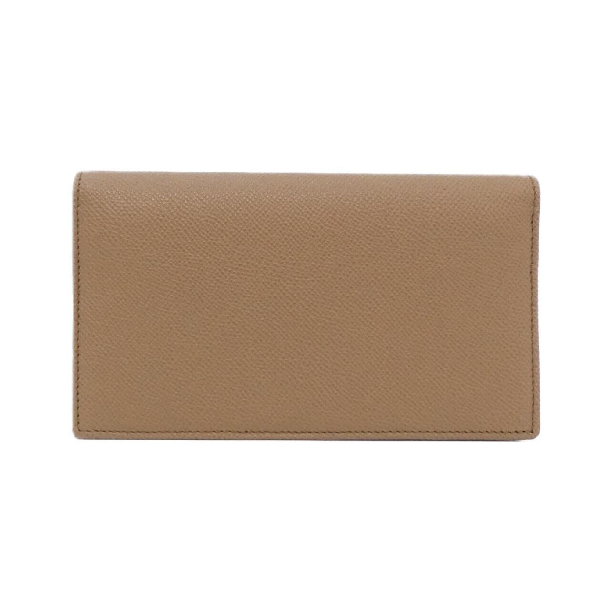 Bvlgari Brown Orange Leather Long Wallet (Bi-Fold) (Pre-Owned)
