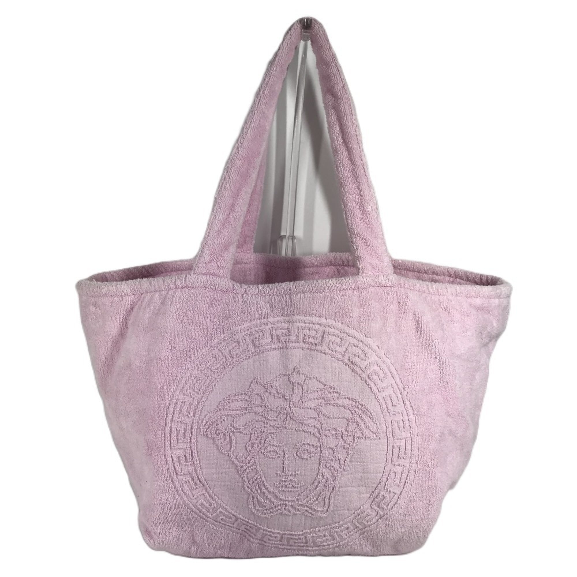 Versace Pink Cotton Boston Bag Shoulder Bag Tote Bag (Pre-Owned)