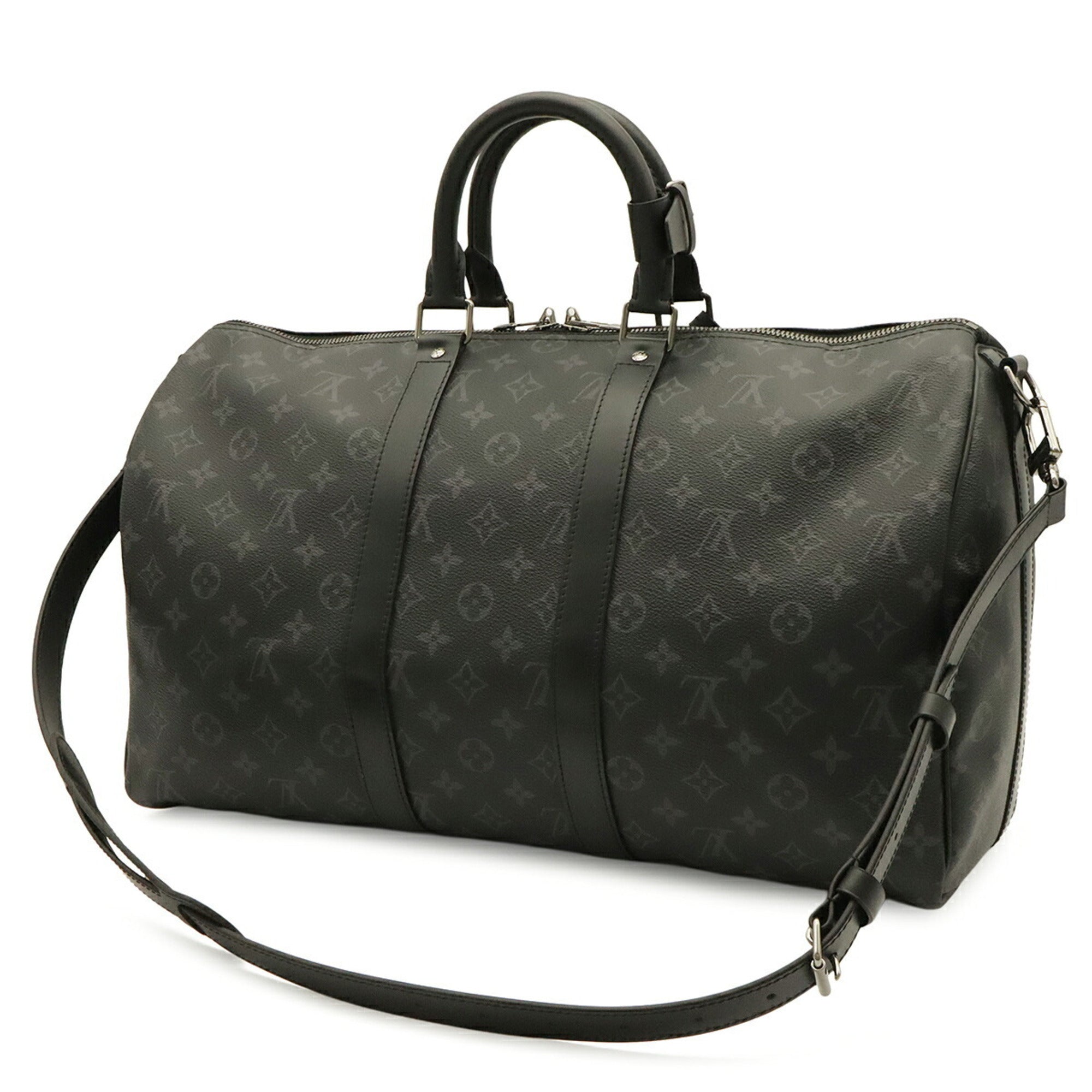 Louis Vuitton Black Gray Monogram Eclipse Canvas Boston Bag Shoulder Bag (Pre-Owned)