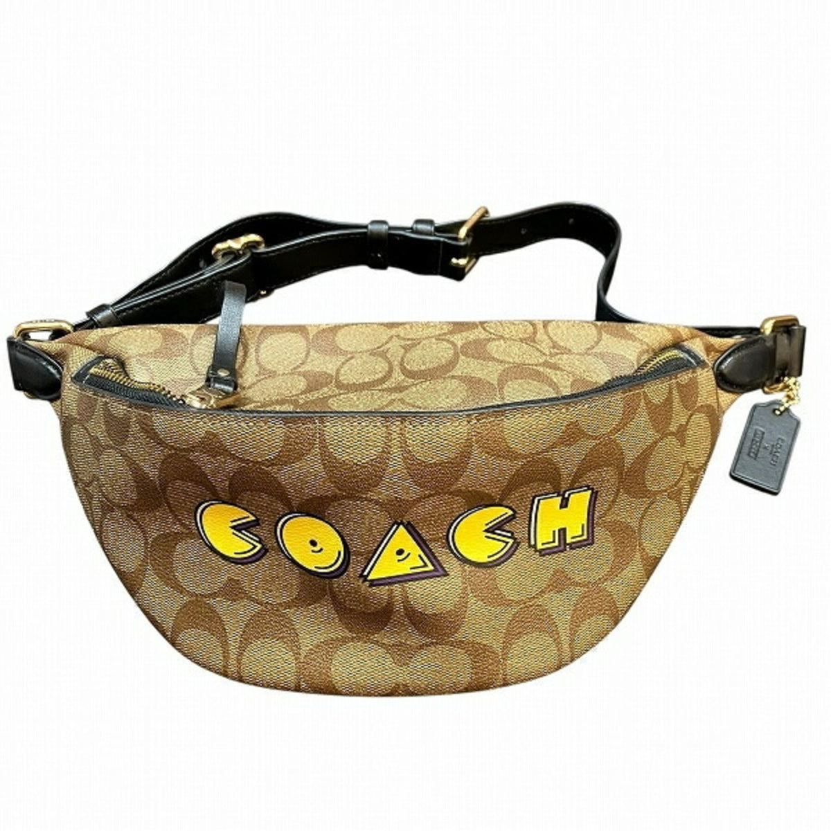 Coach Black Brown Signature Line Pvc Fanny Pack (Pre-Owned)