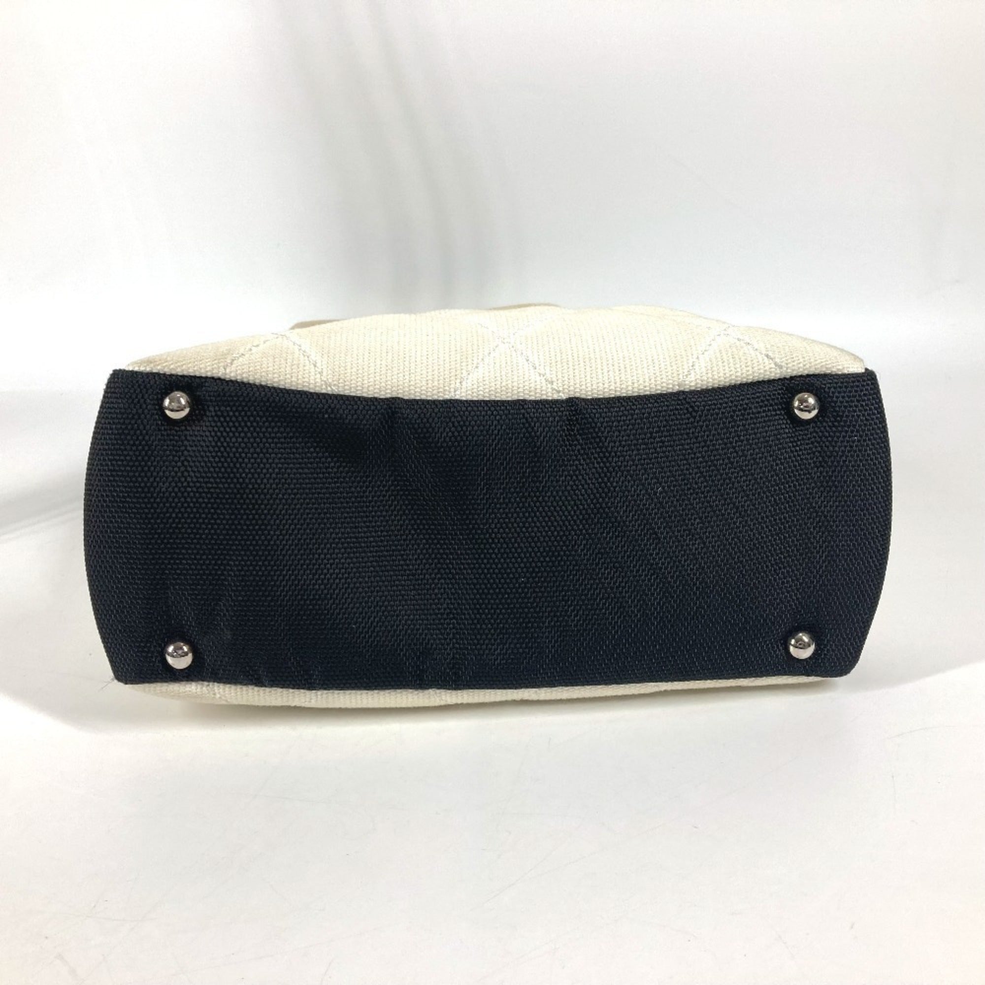 Chanel Black White Canvas Shoulder Bag Tote Bag (Pre-Owned)