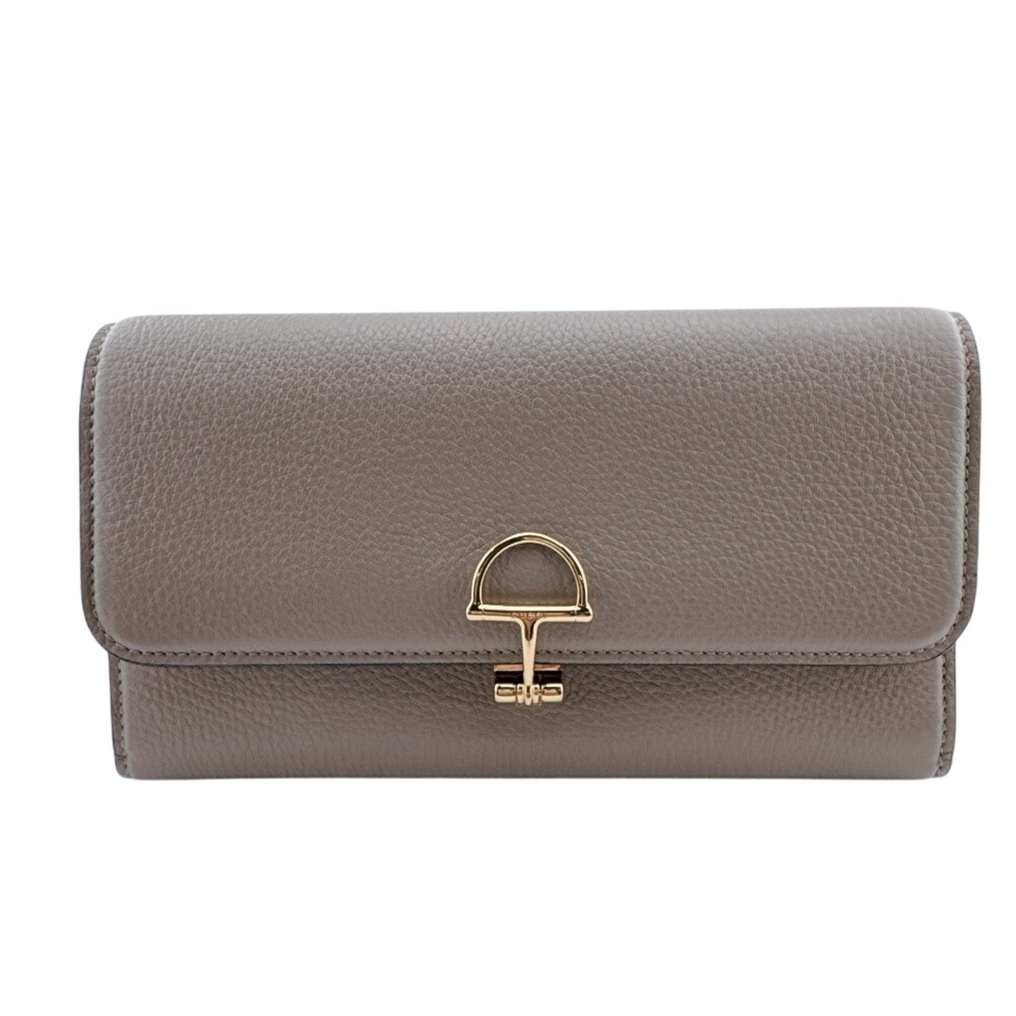 Gucci Beige Leather Long Wallet (Bi-Fold) (Pre-Owned)