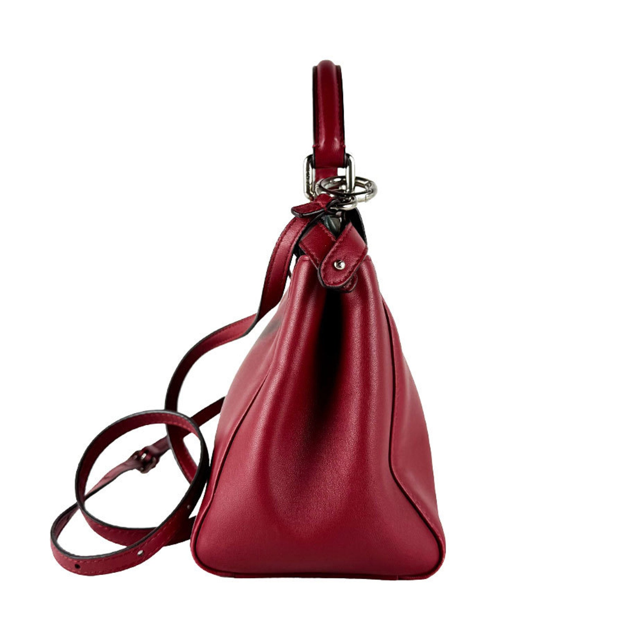 Fendi Red Color Leather Handbag Shoulder Bag (Pre-Owned)
