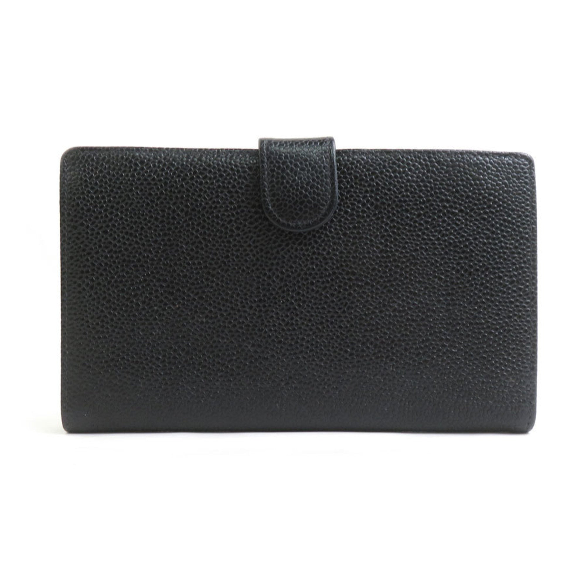 Chanel Black Grained Calfskin Wallet (Bi-Fold) (Pre-Owned)