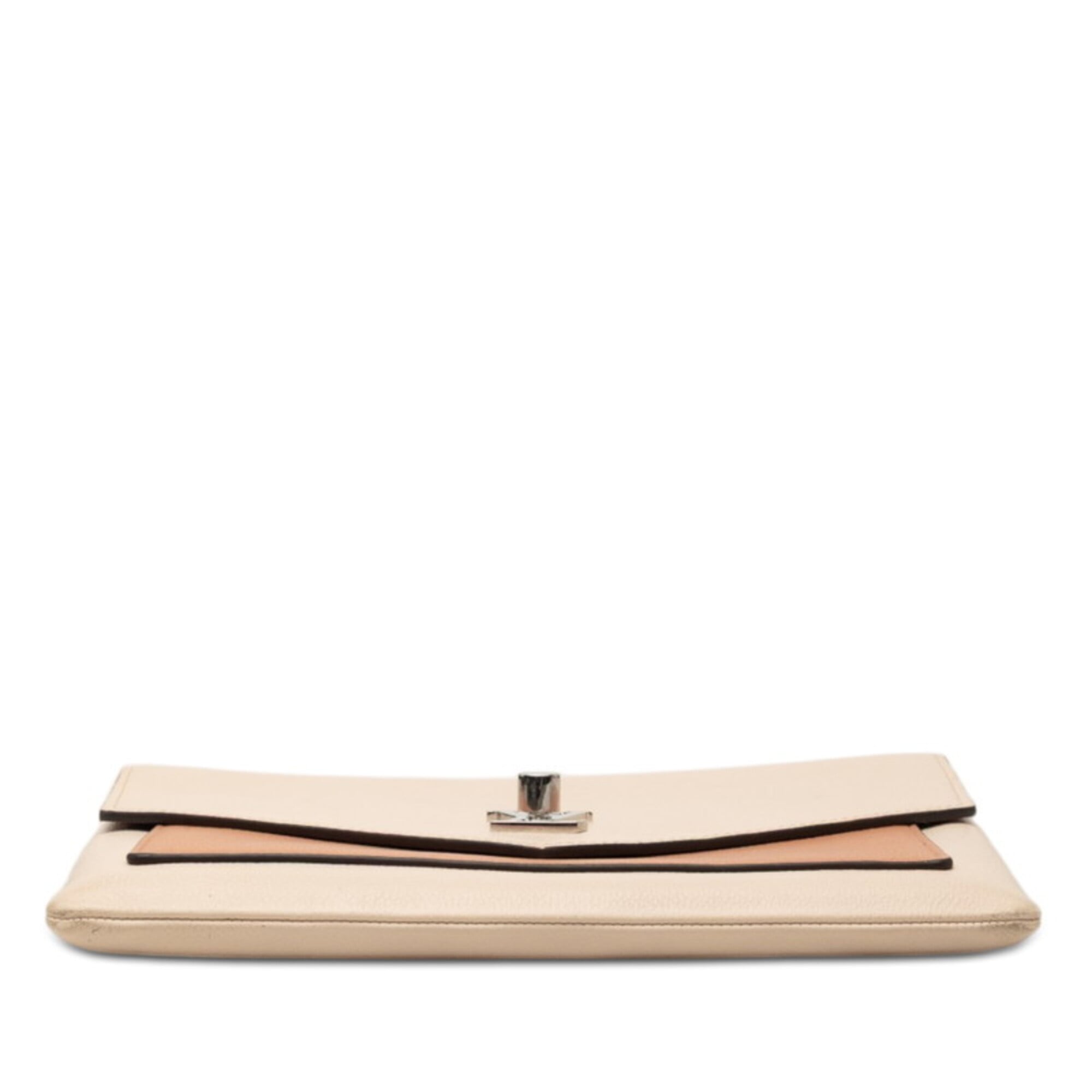 Louis Vuitton Beige Leather Clutch Bag Pochette Shoulder Bag (Pre-Owned)