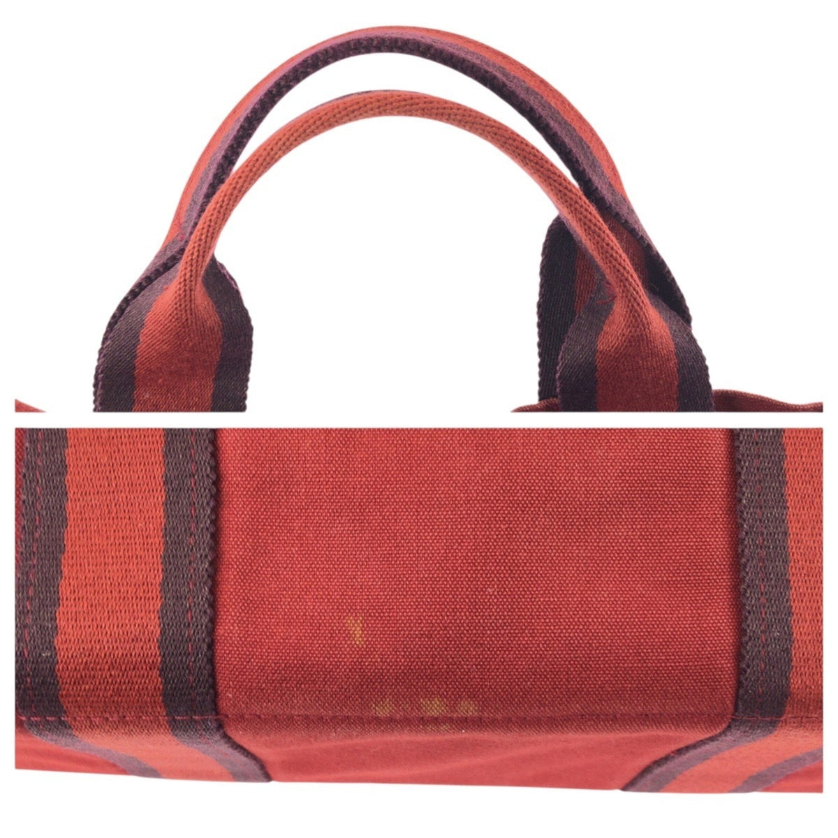 Hermes Red Color Canvas Handbag Tote Bag (Pre-Owned)