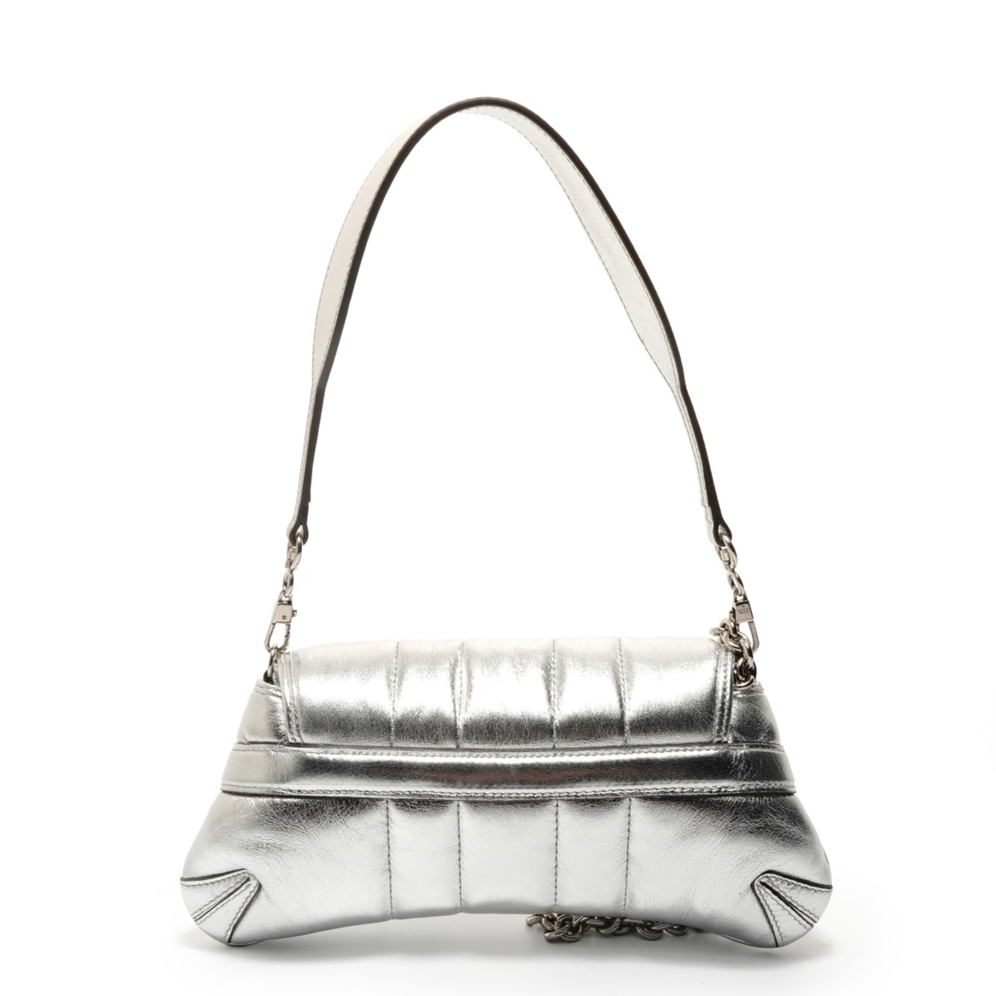 Gucci Silver Leather Shoulder Bag (Pre-Owned)