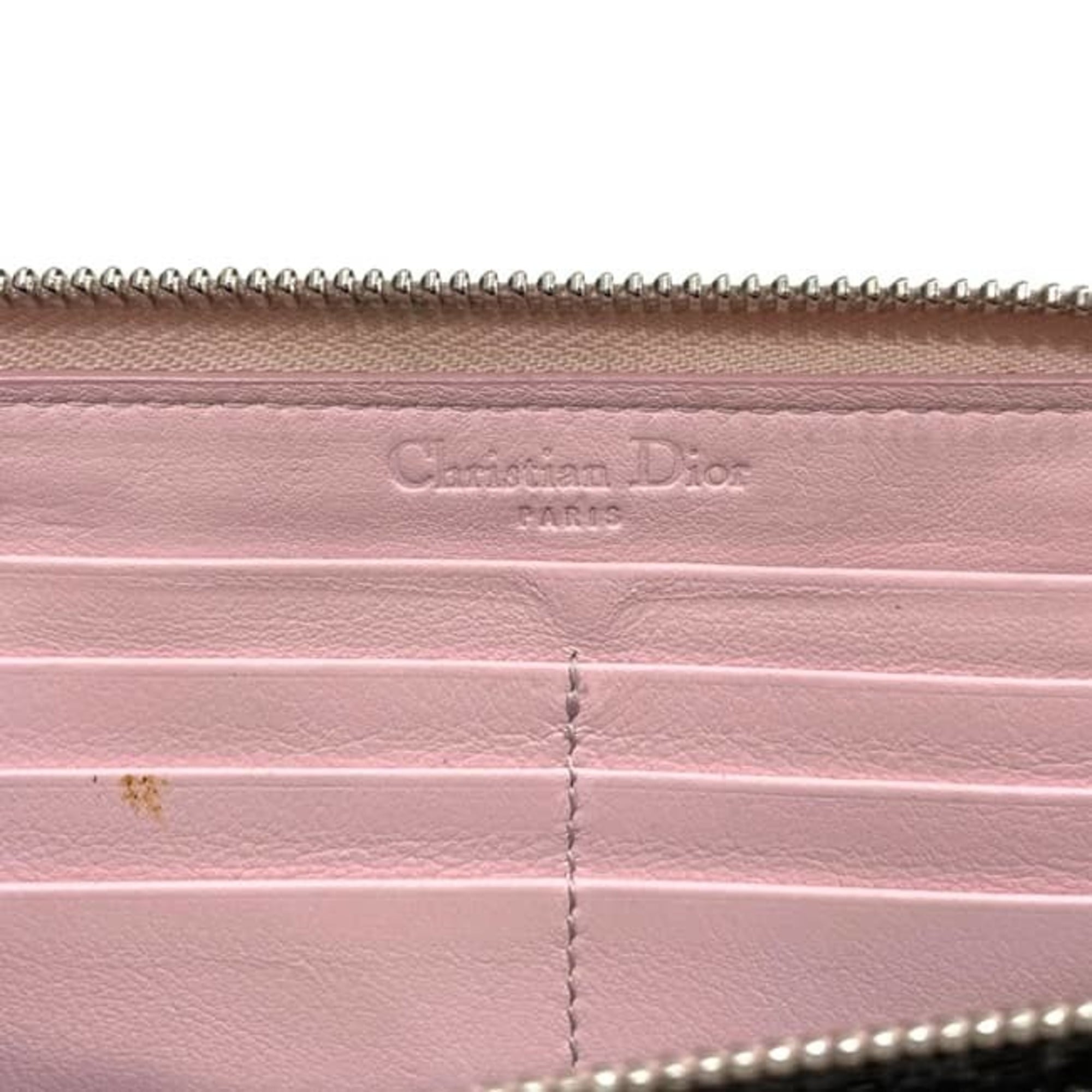 Christian Dior Beige Orange Patent Leather Leather Long Wallet (Bi-Fold) (Pre-Owned)