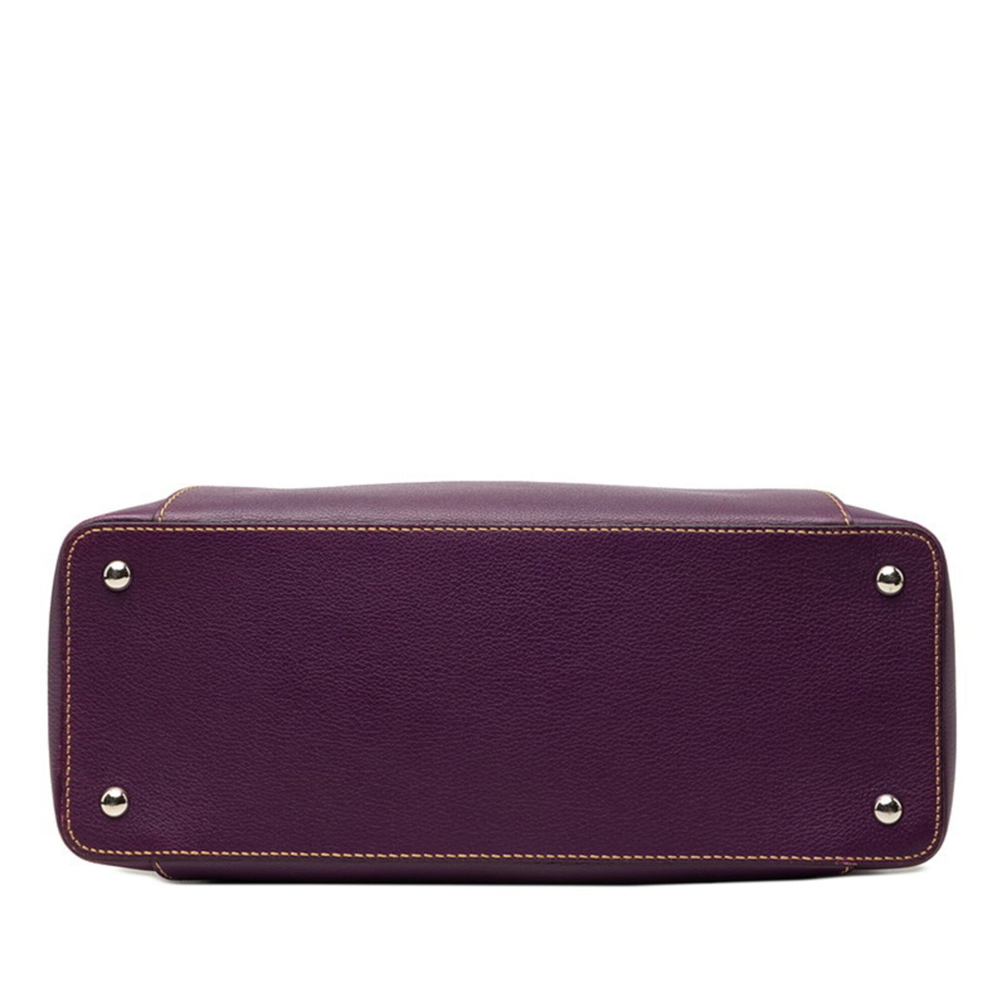 Cartier Purple Leather Handbag Shoulder Bag (Pre-Owned)