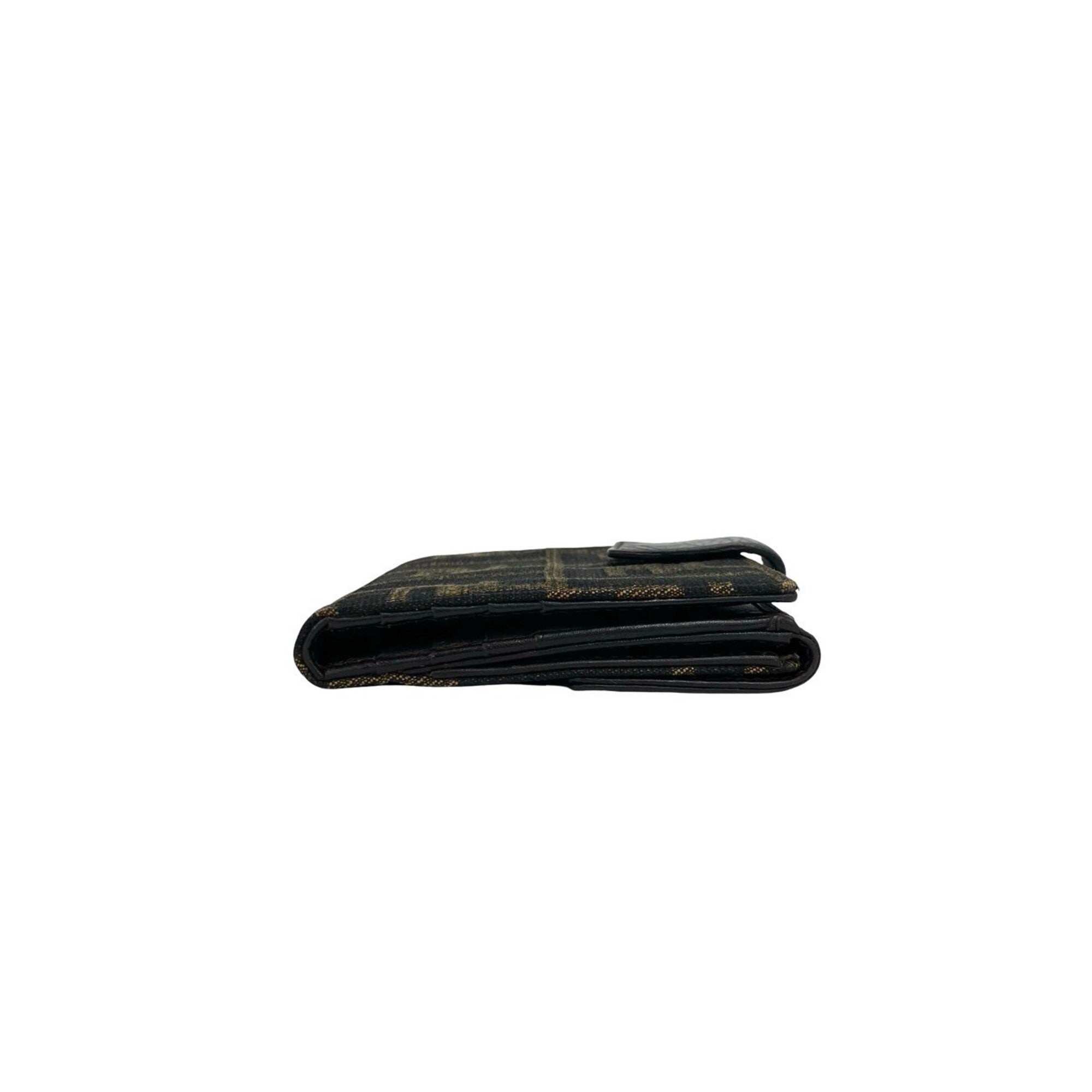 Fendi Black Brown Canvas Leather Wallet (Bi-Fold) (Pre-Owned)