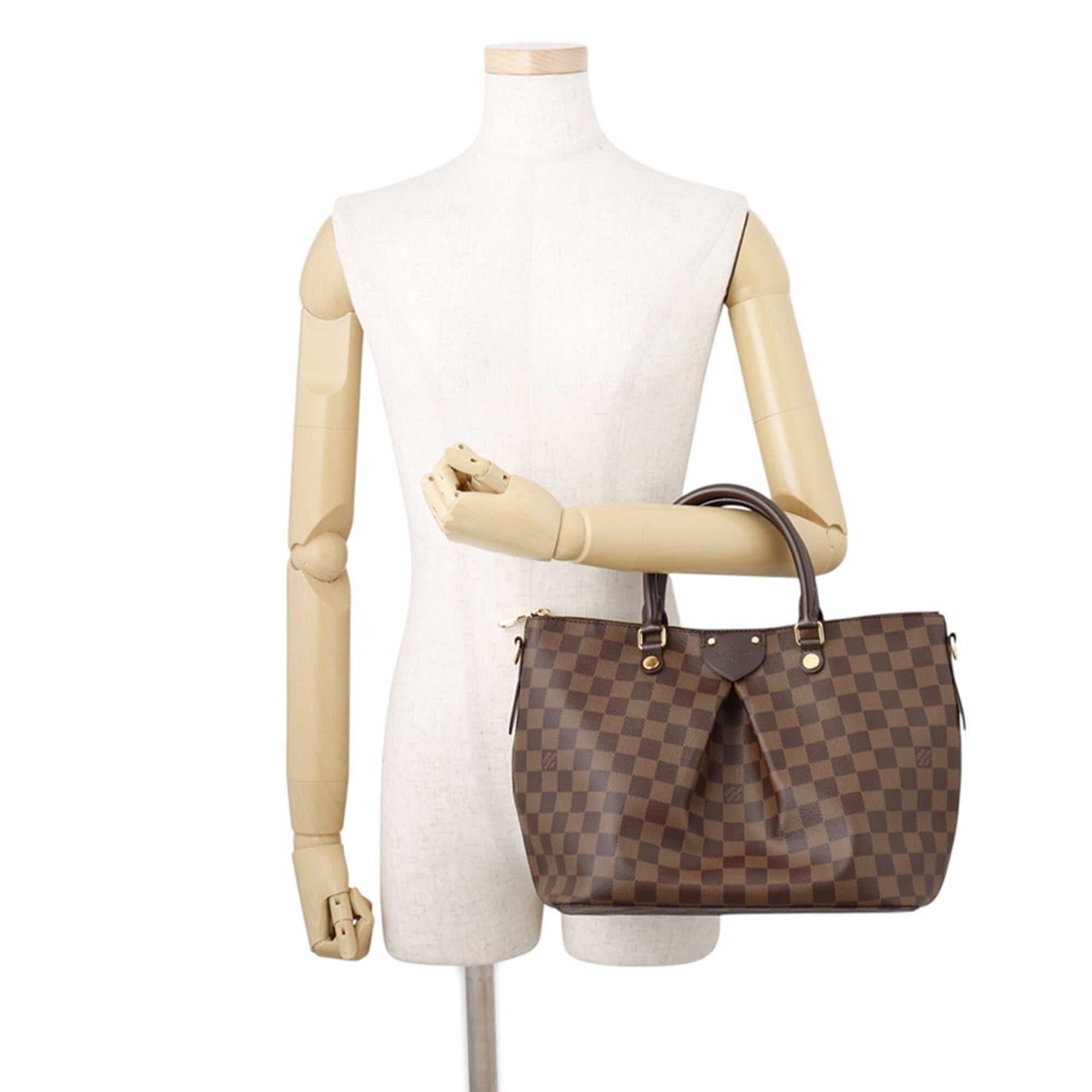Louis Vuitton Damier Canvas Ebene Red Brown Leather Handbag Shoulder Bag (Pre-Owned)
