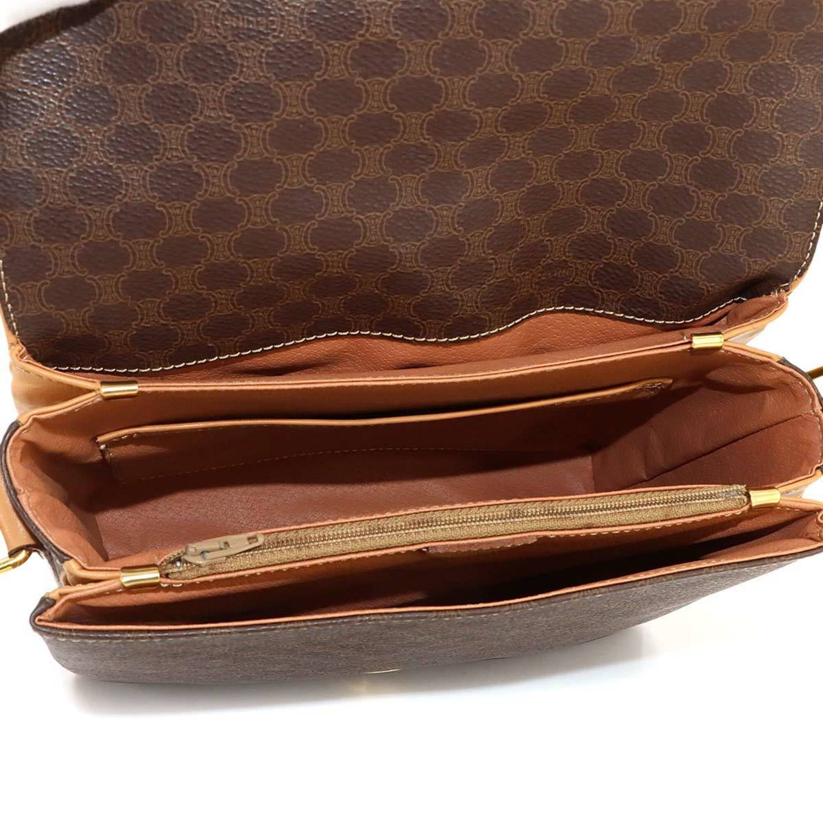 Celine Macadam Brown Pvc Leather Handbag Shoulder Bag (Pre-Owned)