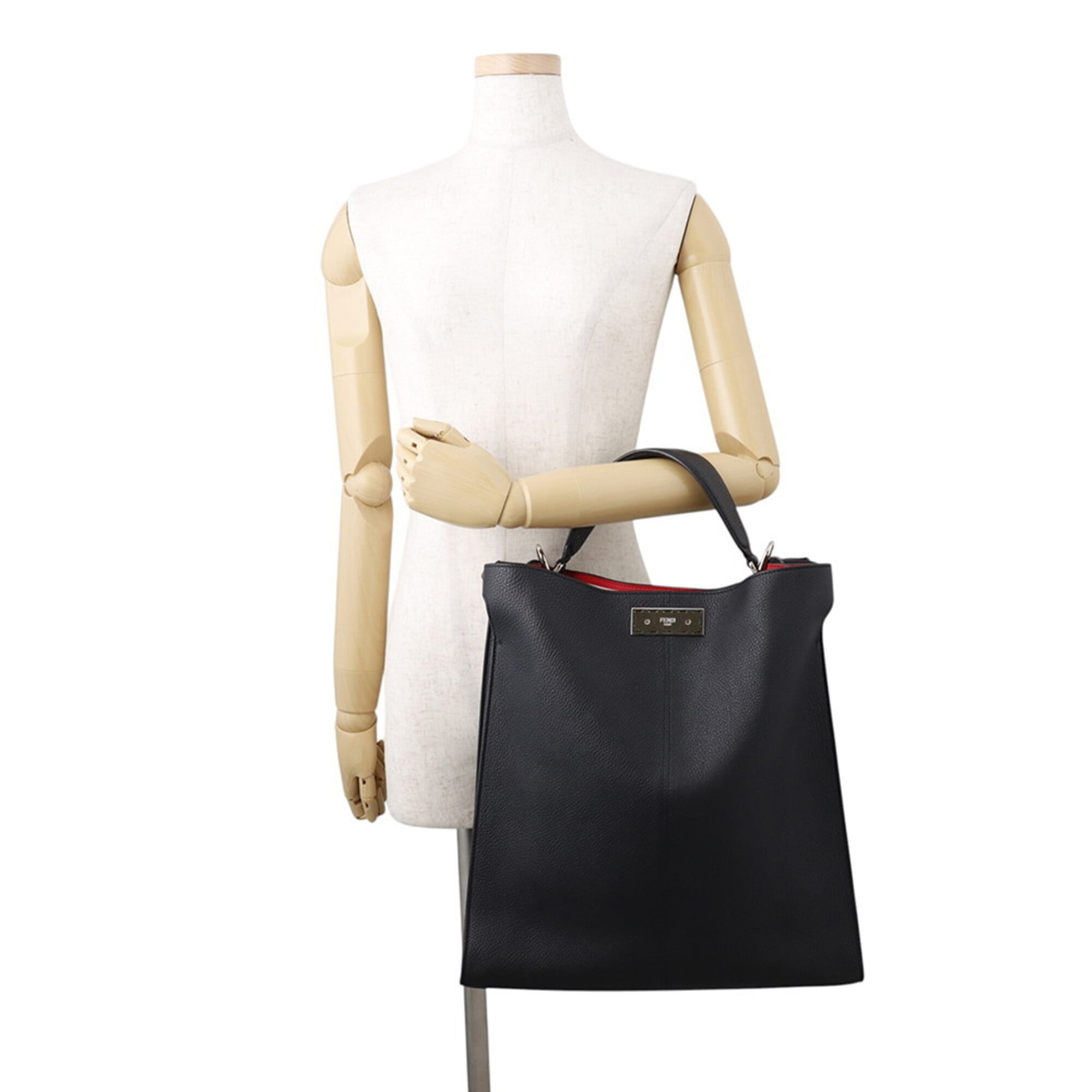 Fendi Peekaboo Black Leather Handbag Tote Bag (Pre-Owned)
