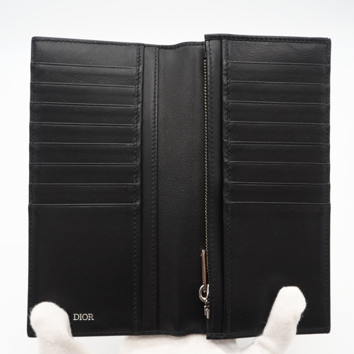 Christian Dior Black Leather Long Wallet (Bi-Fold) (Pre-Owned)