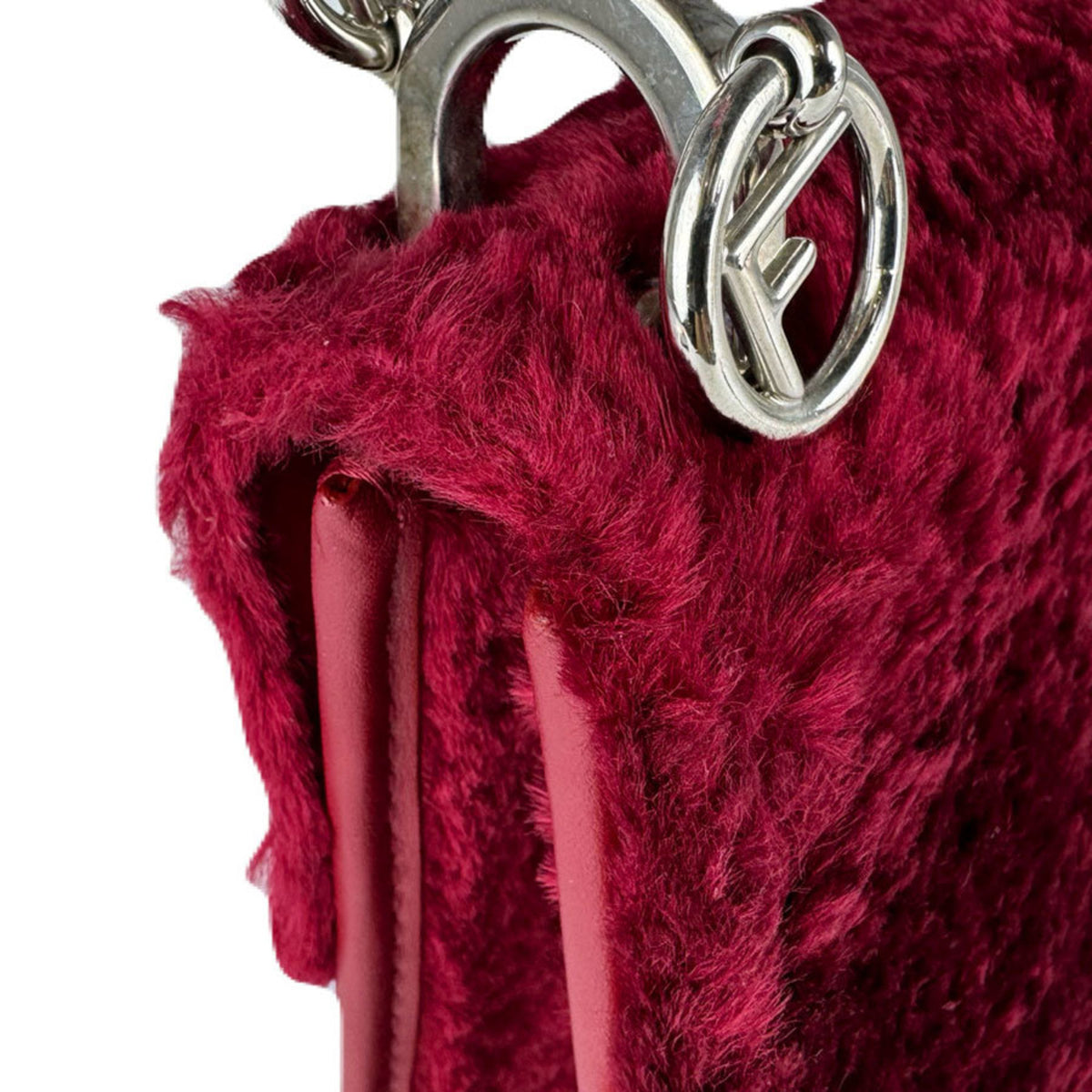 Fendi Red Color Fur Shoulder Bag (Pre-Owned)