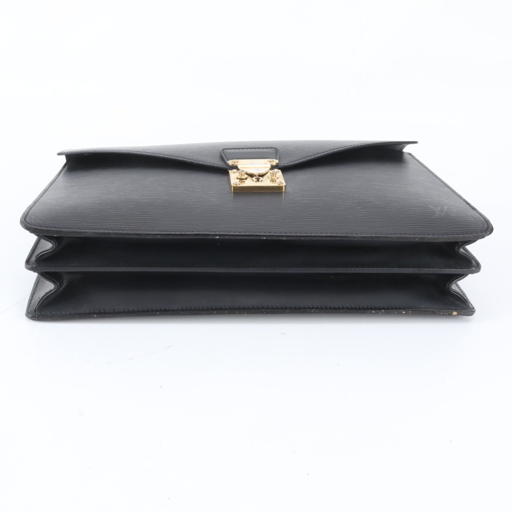 Louis Vuitton Galle Noir Leather Briefcase Handbag (Pre-Owned)