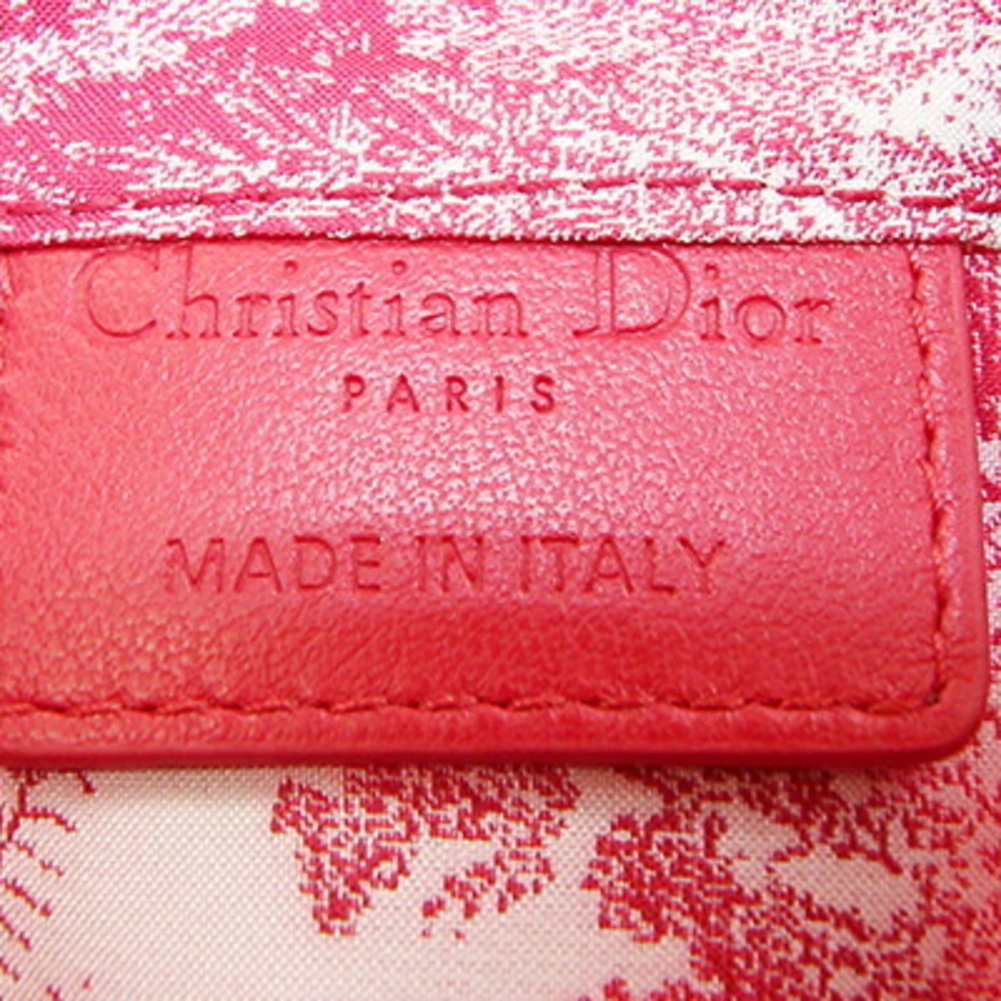 Christian Dior Pink Red Nylon Leather Handbag (Pre-Owned)