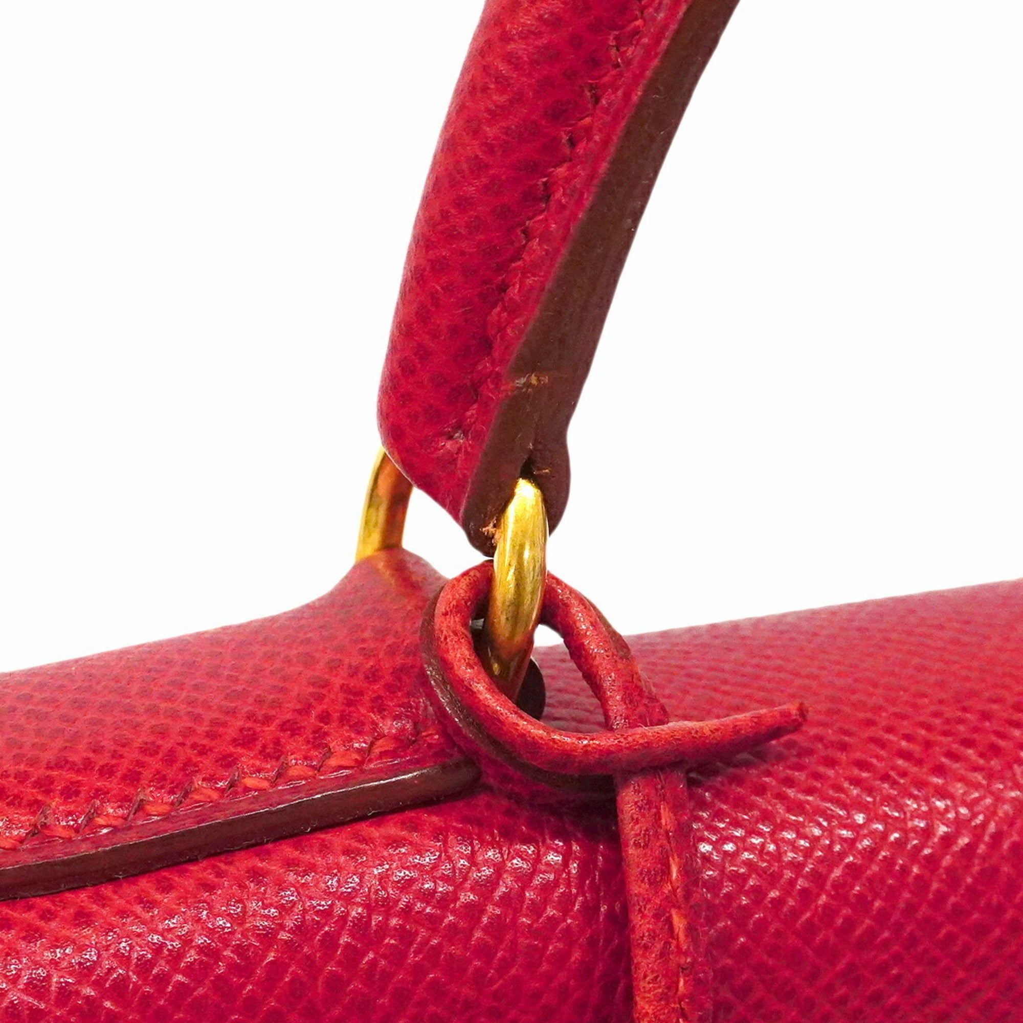 Hermes Rouge Vif Courchevel Leather Handbag (Pre-Owned)