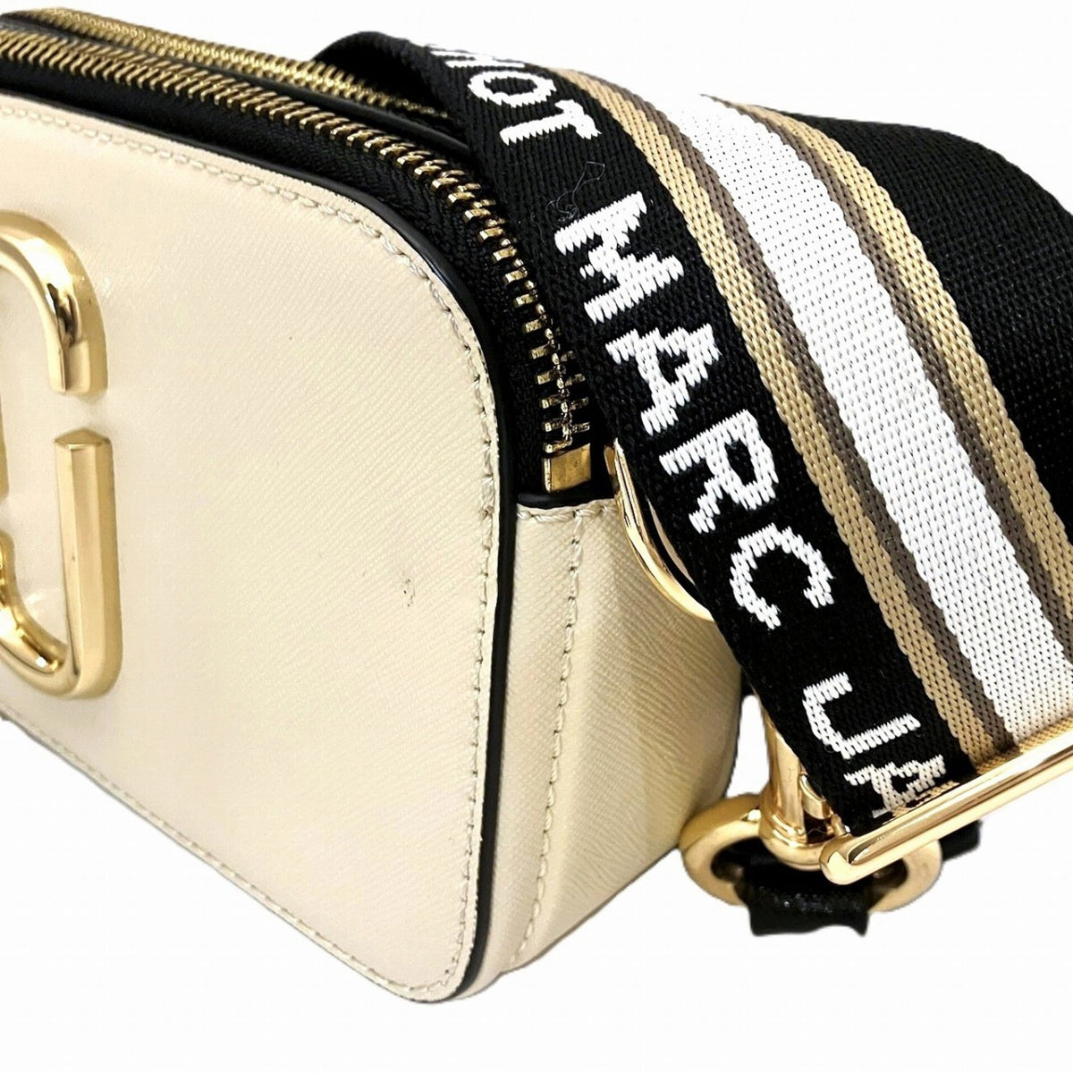 Marc Jacobs Beige Black Leather Shoulder Bag (Pre-Owned)