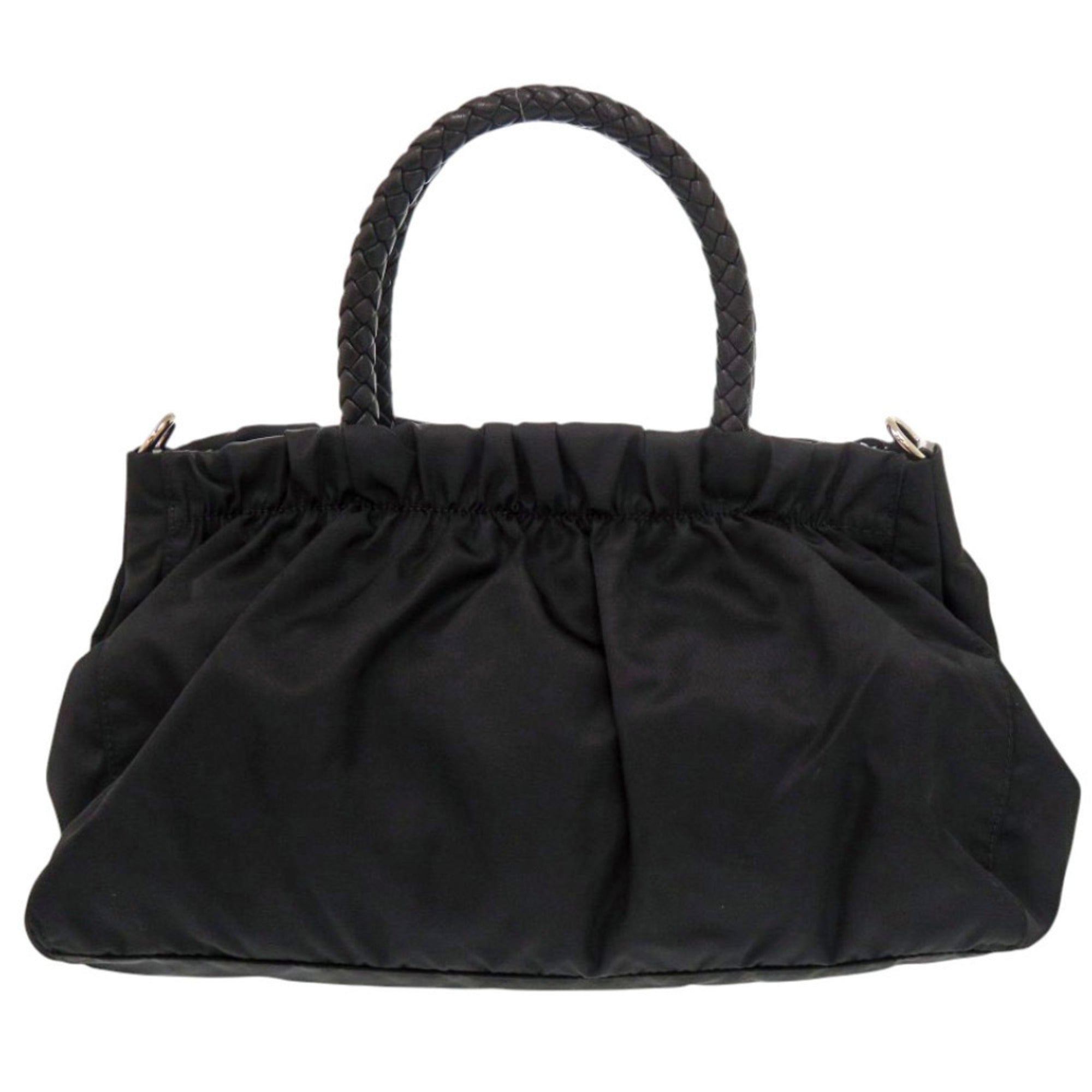 Prada Black Nylon Leather Handbag (Pre-Owned)