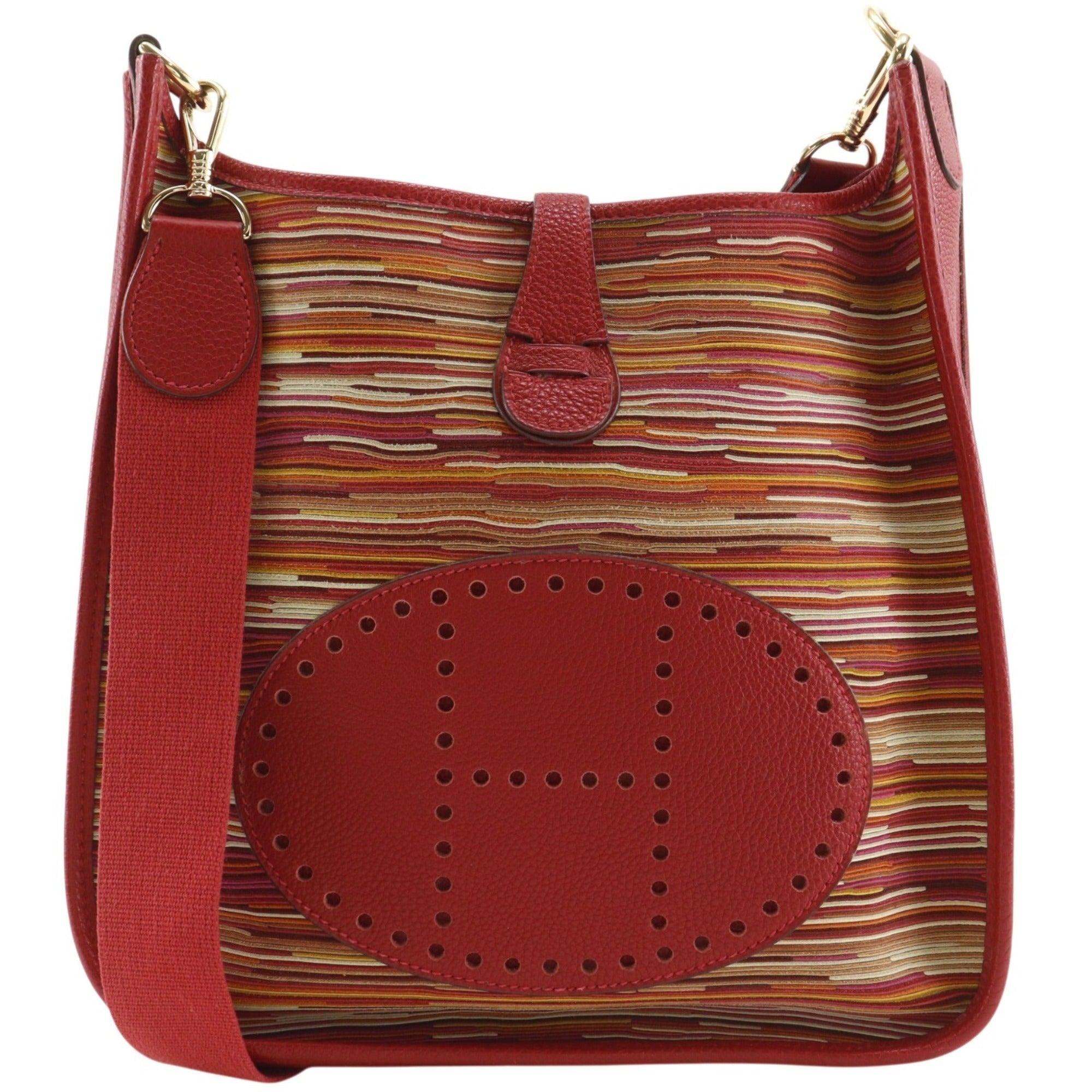 Hermes Evelyne Red Color Vibrato Leather Shoulder Bag (Pre-Owned)