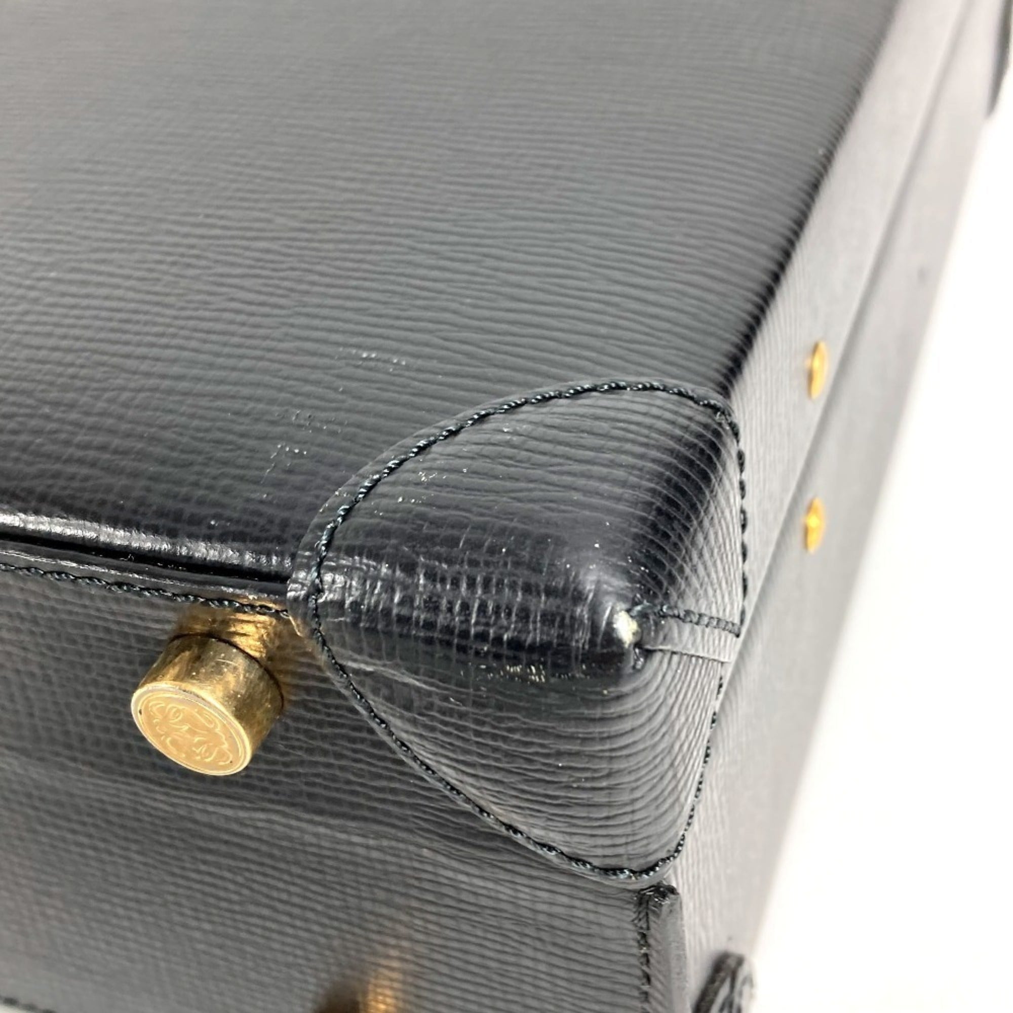 Loewe Black Leather Attaché Case Handbag Tote Bag (Pre-Owned)