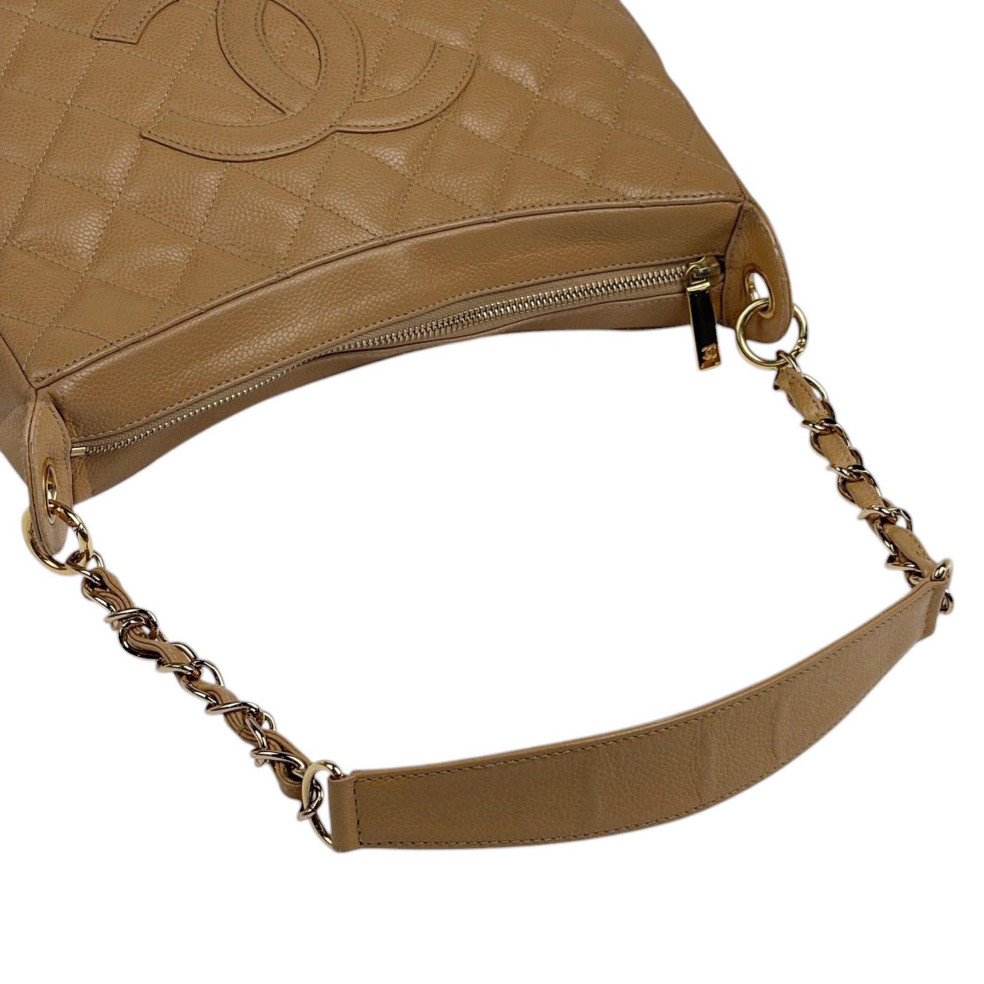 Chanel Matelasse Beige Grained Calfskin Shoulder Bag (Pre-Owned)