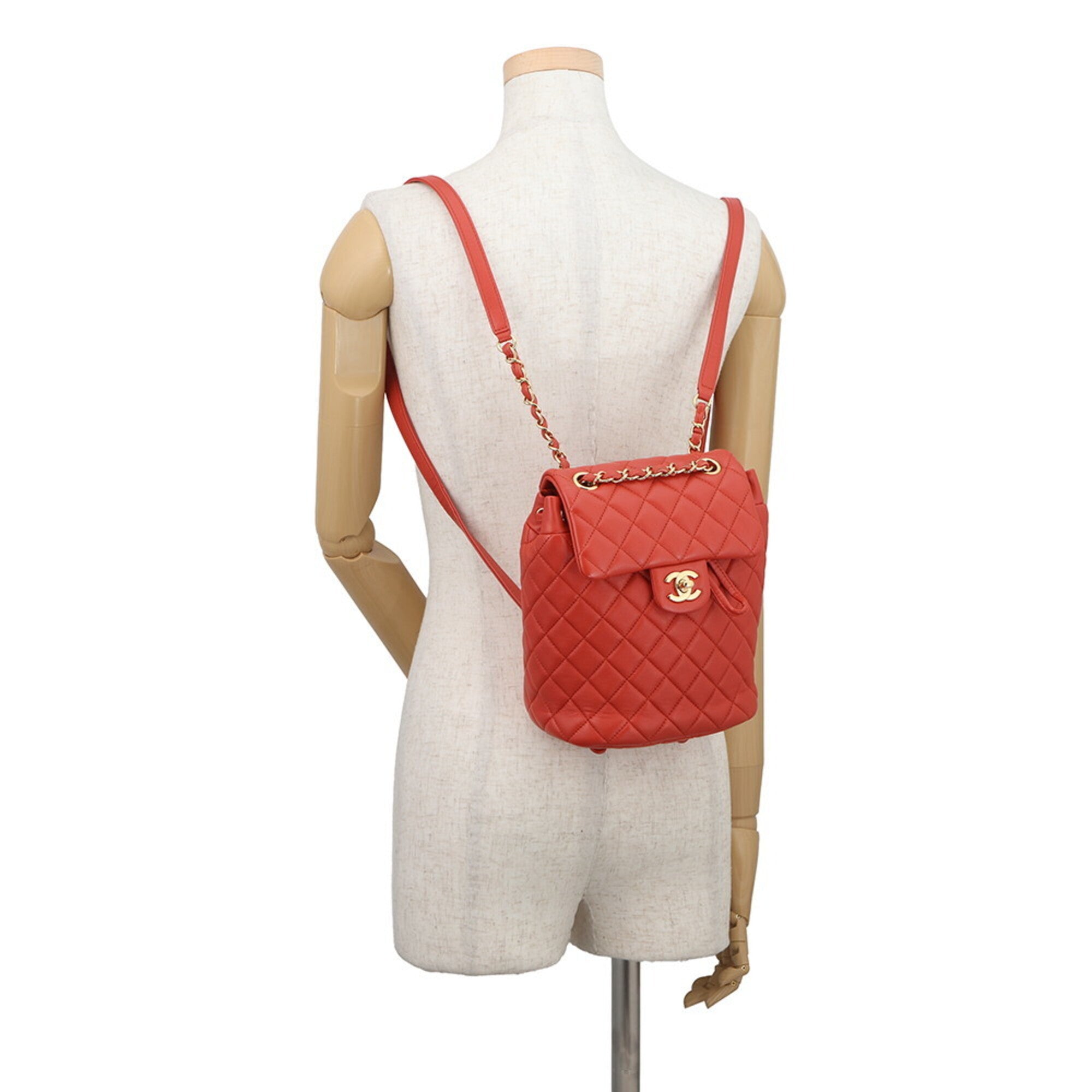 Chanel Dark Orange Leather Backpack Handbag (Pre-Owned)
