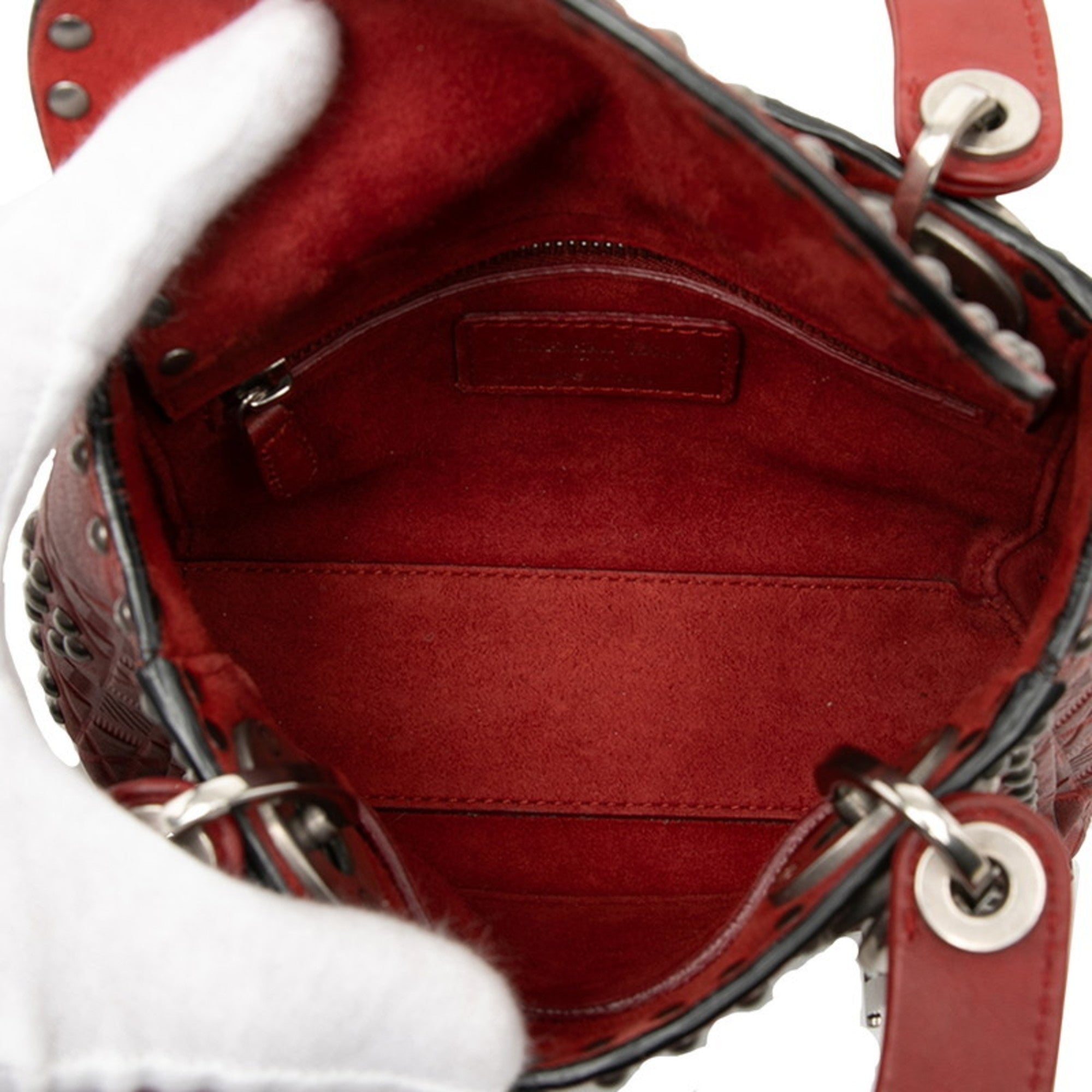 Christian Dior Red Color Leather Handbag Shoulder Bag (Pre-Owned)