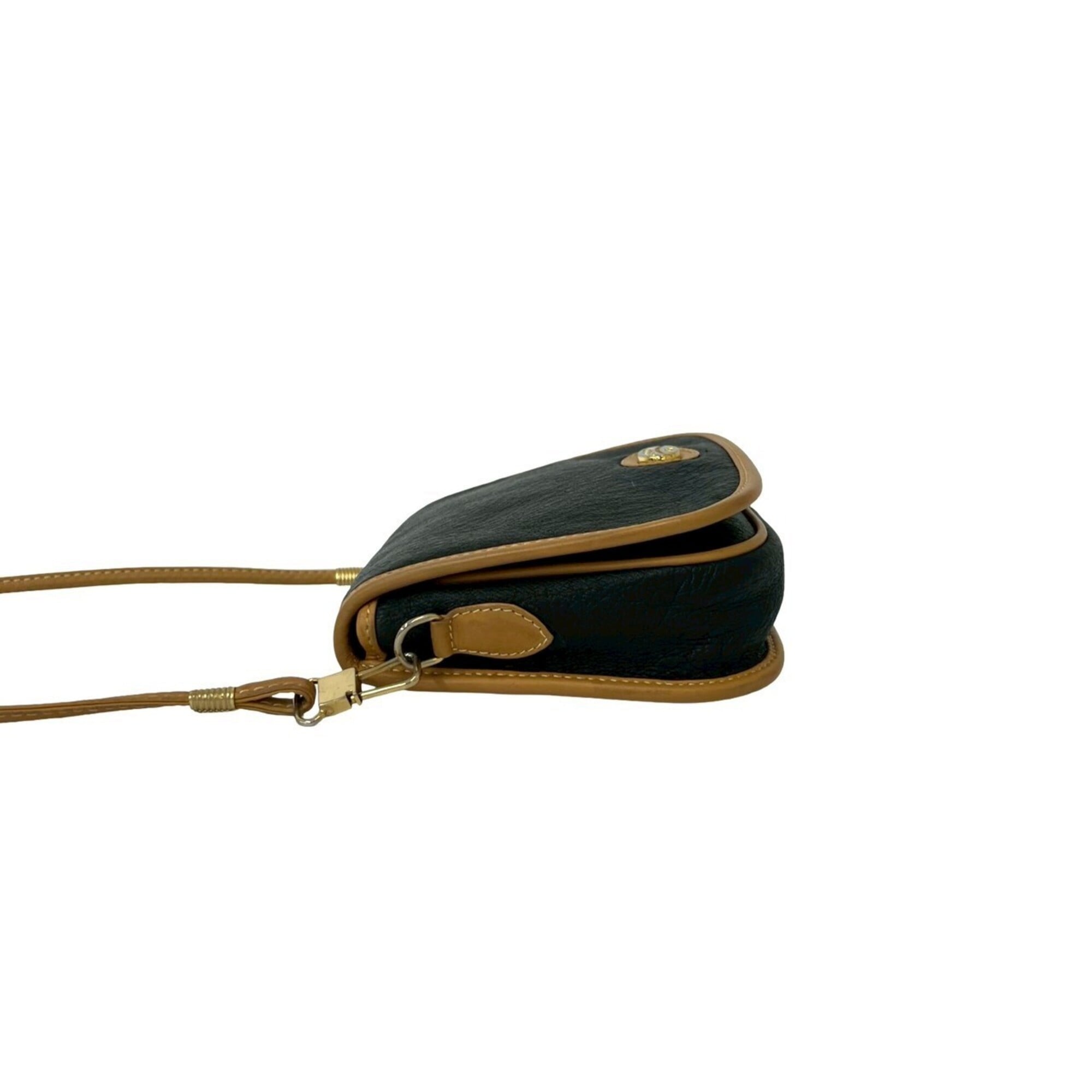 Gucci Beige Black Leather Shoulder Bag (Pre-Owned)