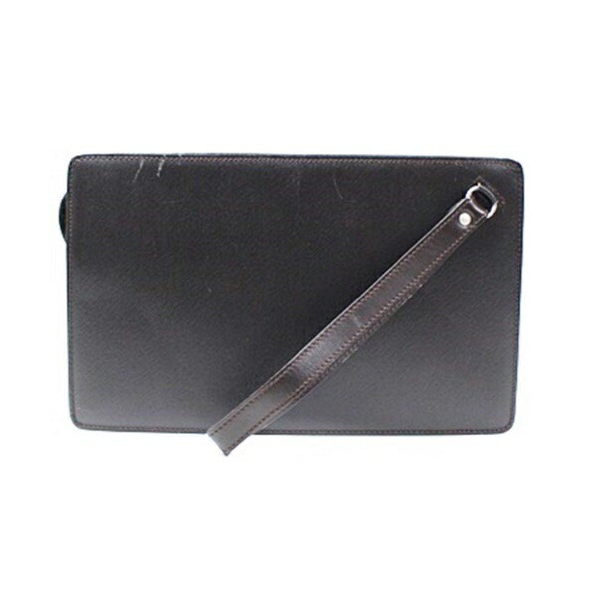 Dunhill Dark Brown Navy Leather Clutch Bag (Pre-Owned)