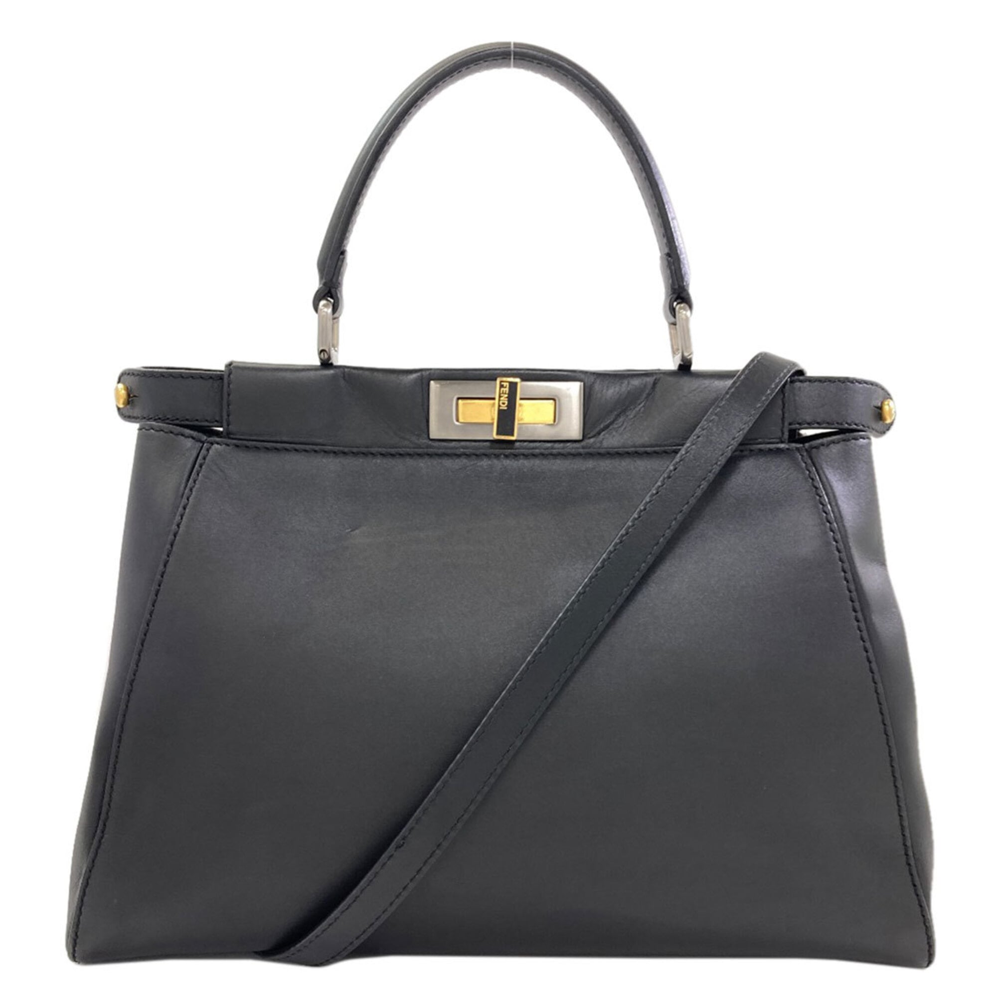 Fendi Peekaboo Black Leather Handbag (Pre-Owned)
