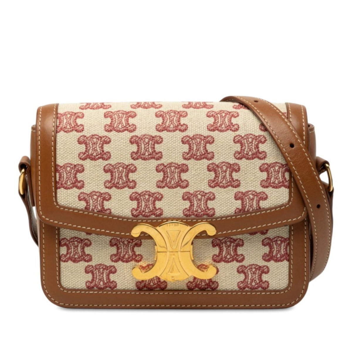 Celine Beige Brown Canvas Shoulder Bag (Pre-Owned)