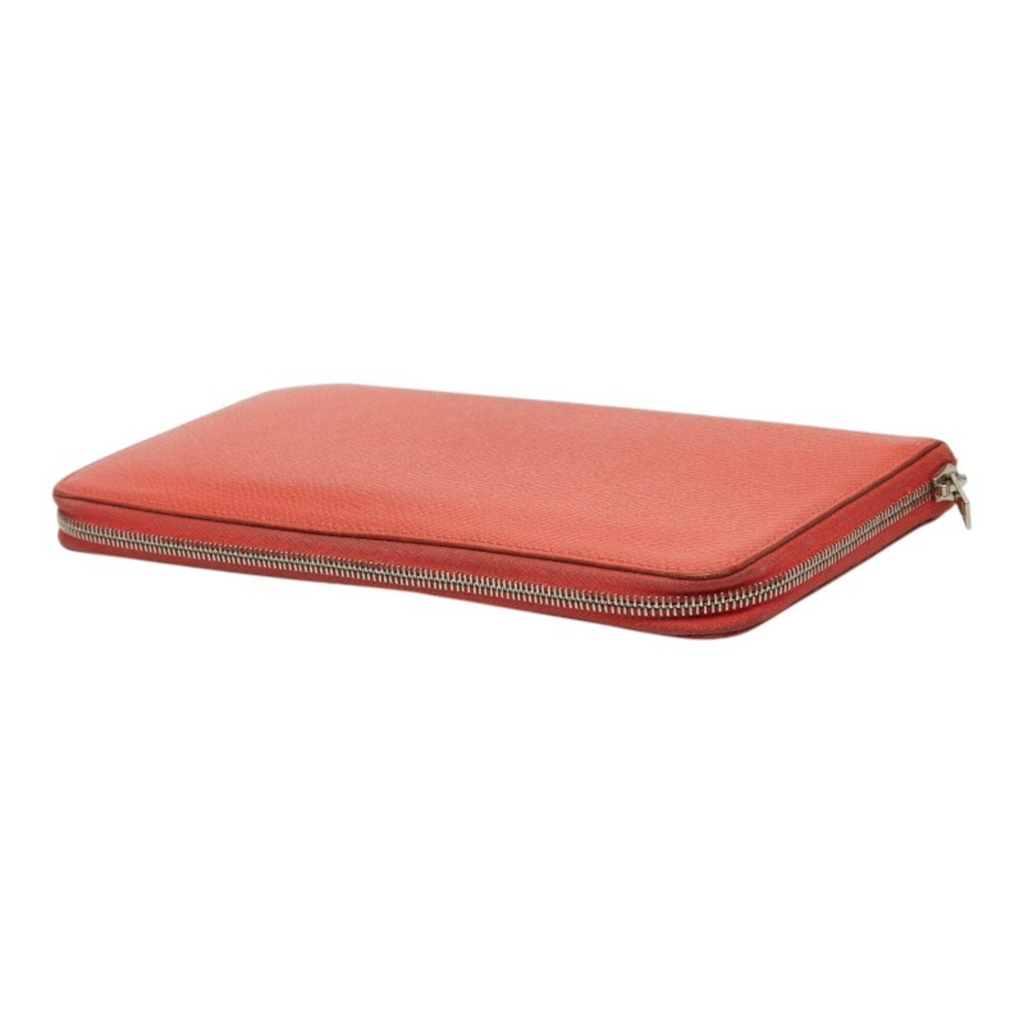 Hermes Silk'in Red Color Epsom Leather Long Wallet (Bi-Fold) (Pre-Owned)